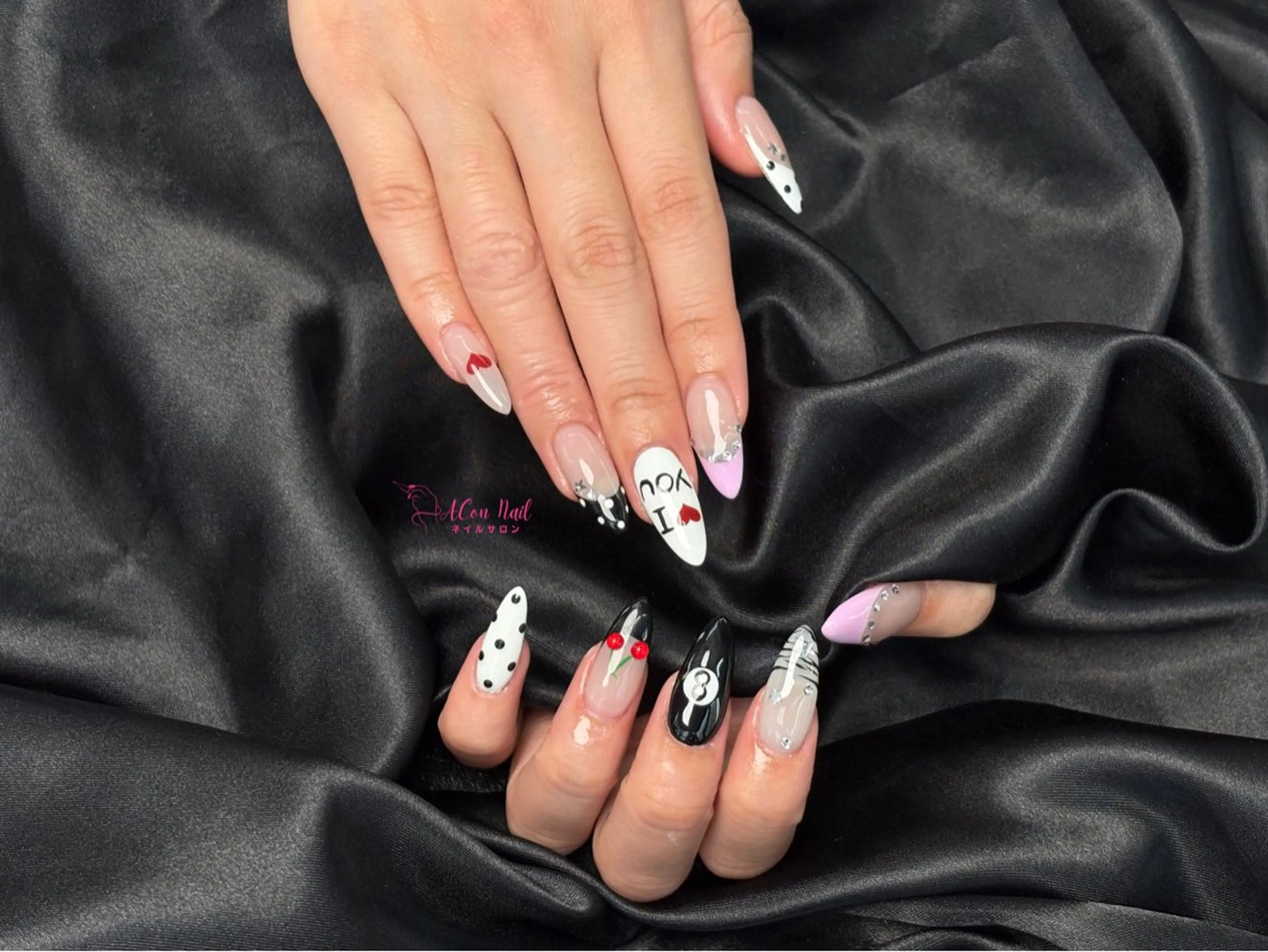 ネイル 桜ネイル 長さ出し フラワーネイル フレンチネイル ジェルネイル ハンドネイル ACon NailSalonのネイルデザイン