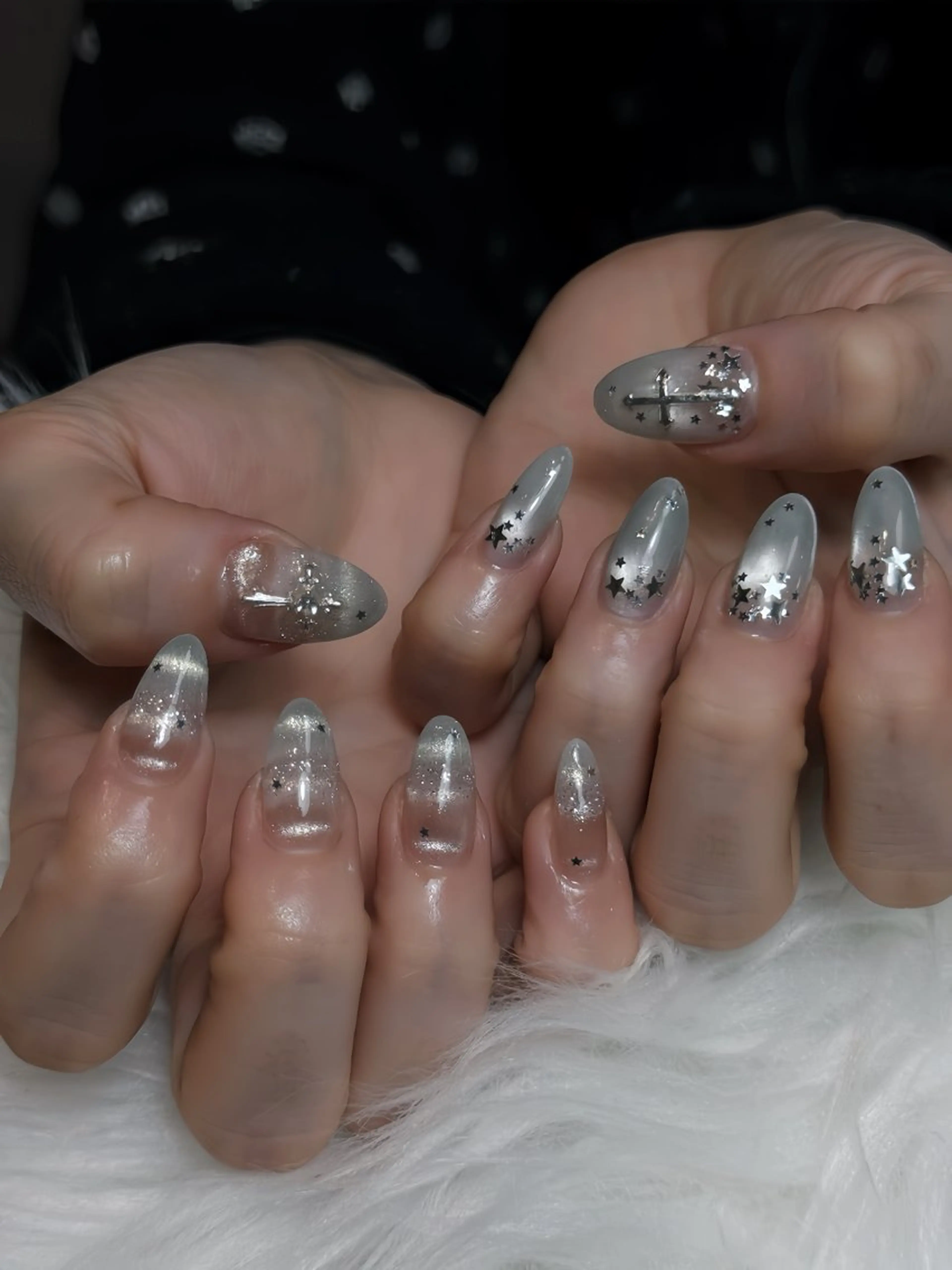 ネイル オーロラネイル ボルドー ブラウン 氷ネイル・うるうるネイル キラキラネイル ハンドネイル Julli ジュリのネイルデザイン