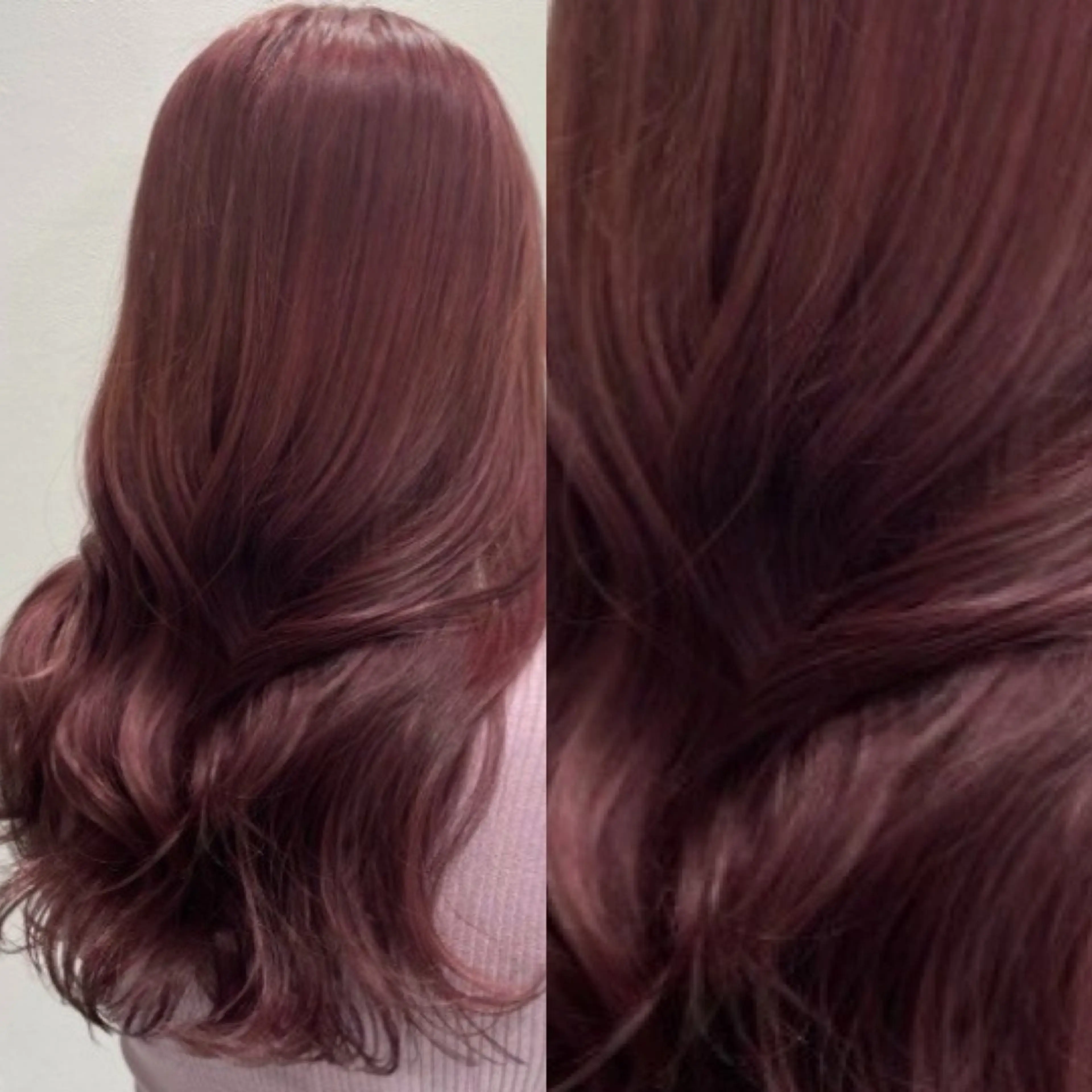 ロング カラー ブリーチ ブリーチなしカラー 髪質改善 トリートメント 💗愛され暖色💗 ピンク/レッド💗のヘアスタイル