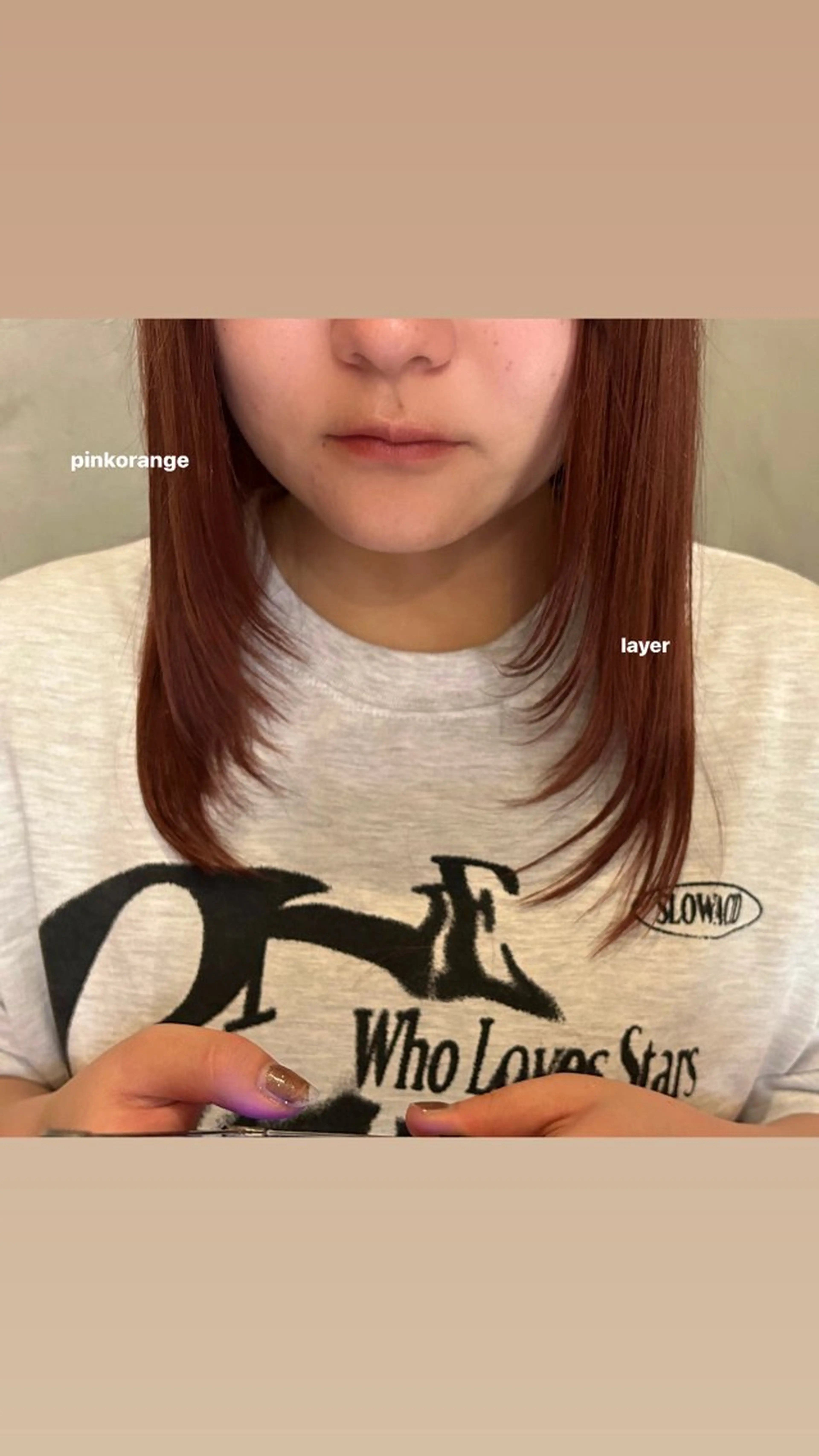 ミディアム カラー オレンジ ピンクカラー 顔まわりレイヤー レイヤーカット 💫レイヤーカット 💫ブリーチ💫サキのヘアスタイル