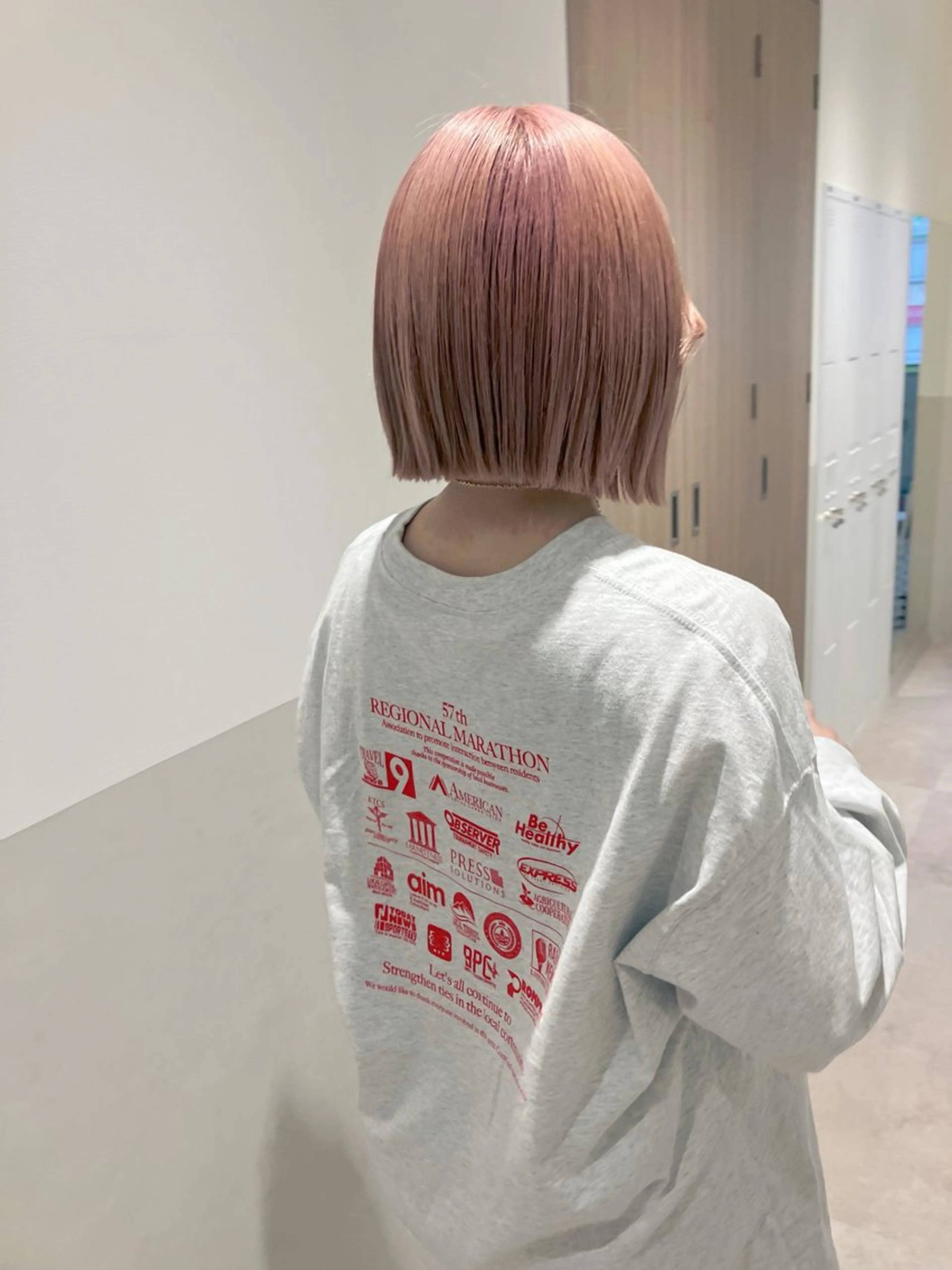 ショート カラー ブリーチ ピンクカラー ボブ 伸ばしかけ 名古屋/本山 IRENのヘアスタイル