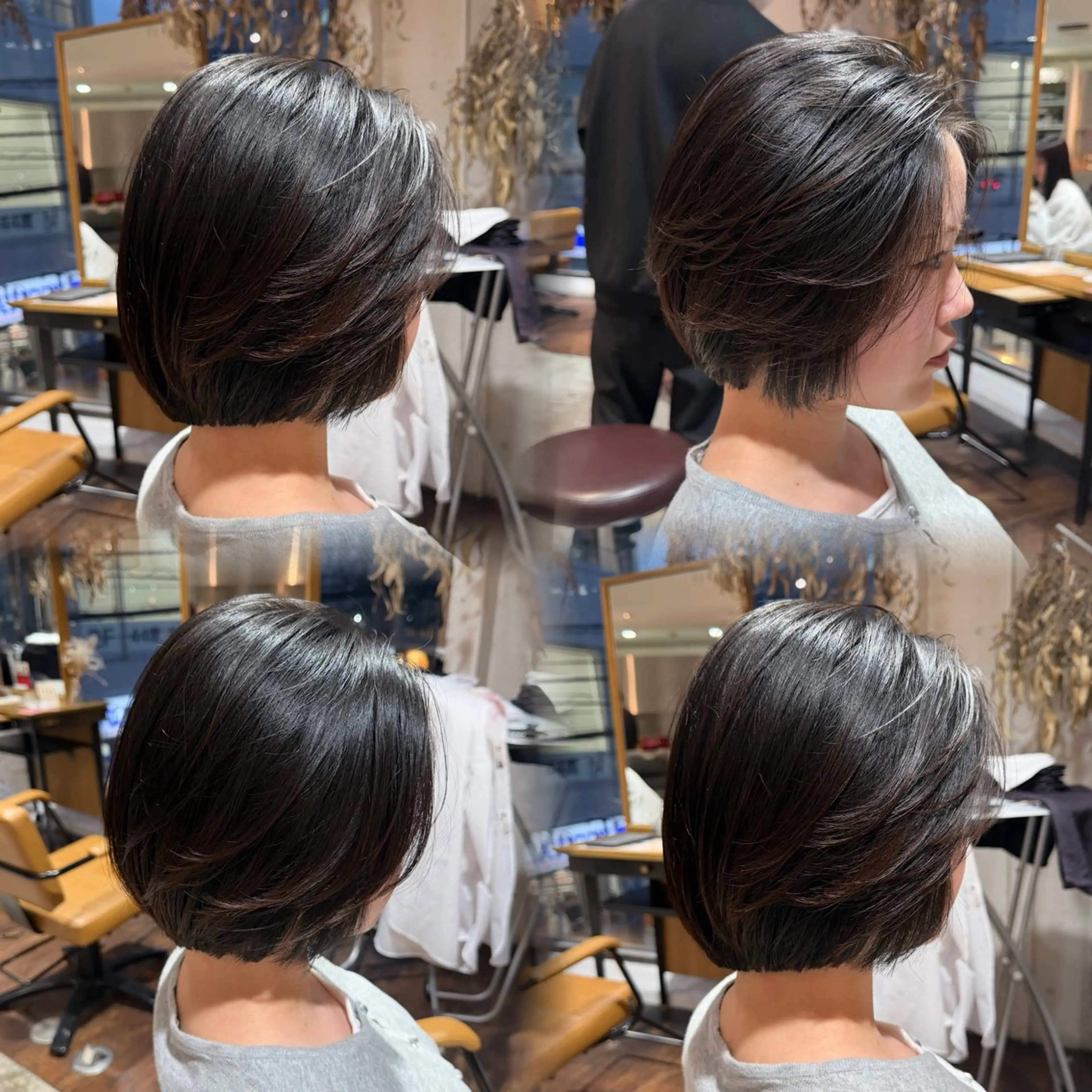 ショート 切りっぱなしボブ ボブ 顔周りカット レイヤーカット カット トリートメント 🦈AKARI🦈 髪質改善/韓国風のヘアスタイル