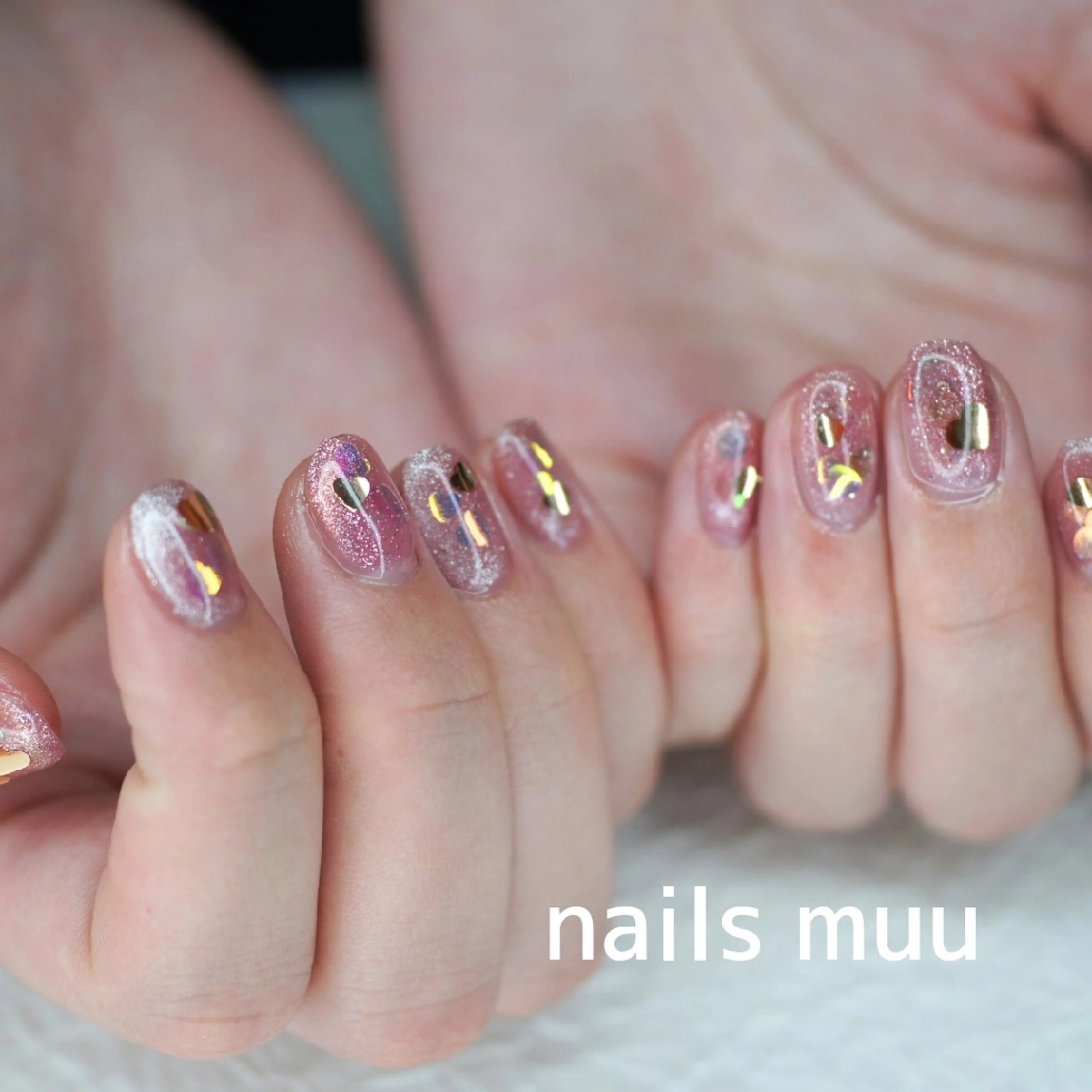 ネイル ハート マグネットネイル マグネットワンカラー ワンカラーネイル ピンク ハンドネイル nails muu まゆのネイルデザイン