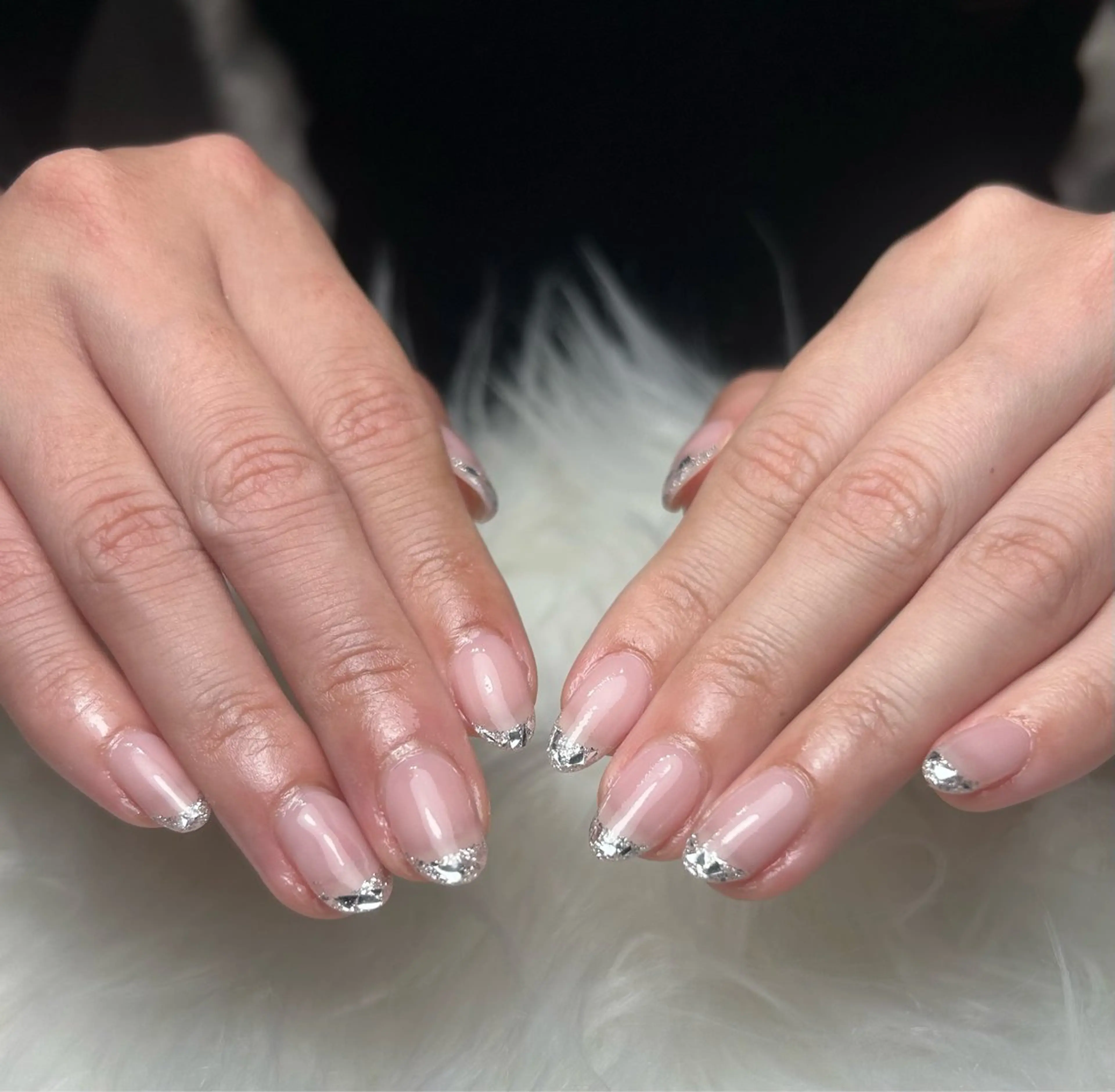 ネイル フレンチネイル ガラスフレンチ 【韓国ネイル/長さだし】rinory仙台駅西口2号店所属・黒田 璃々花のネイルデザイン