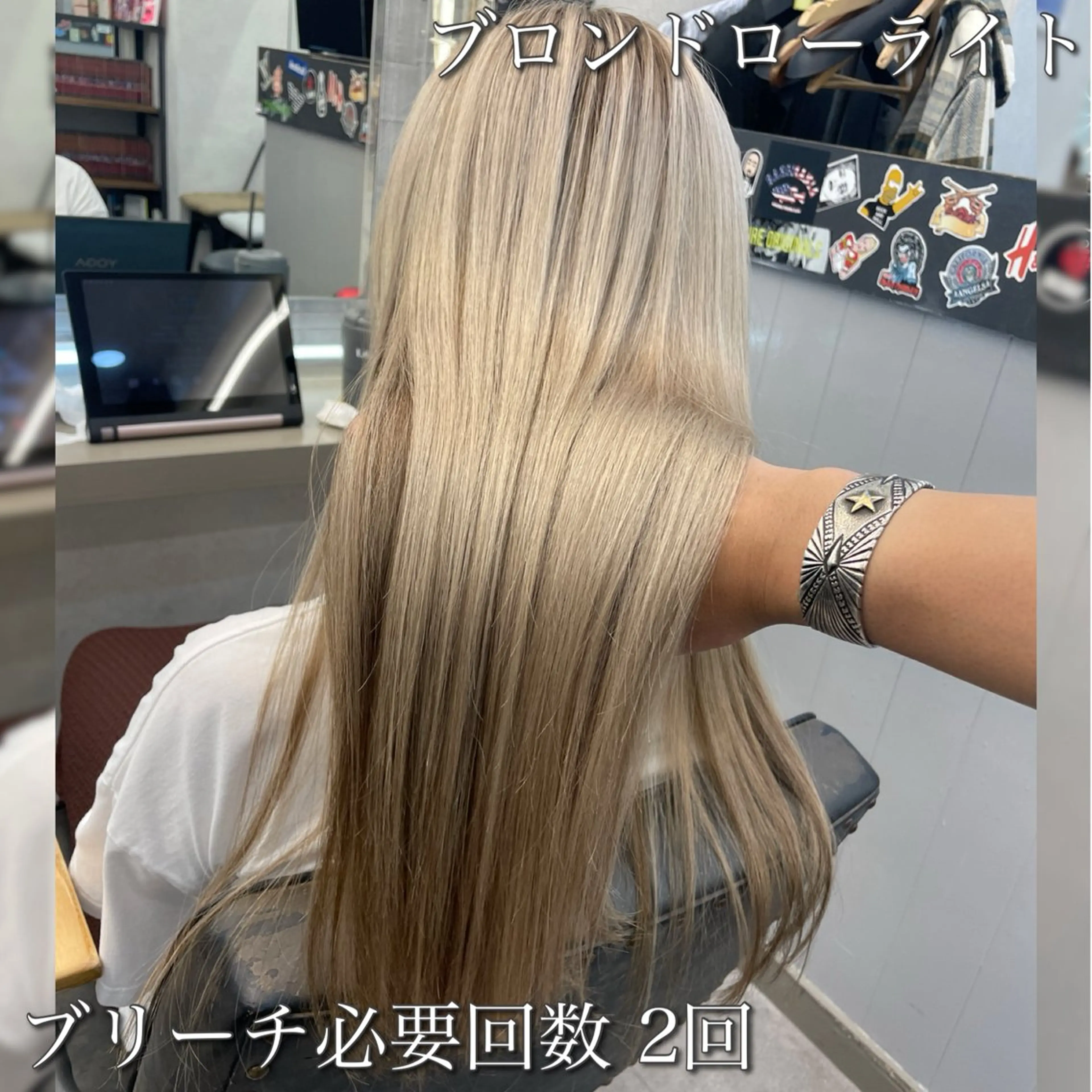 ロング カラー ブロンド シールエクステ☀️ L.O.G村岡健一のヘアスタイル