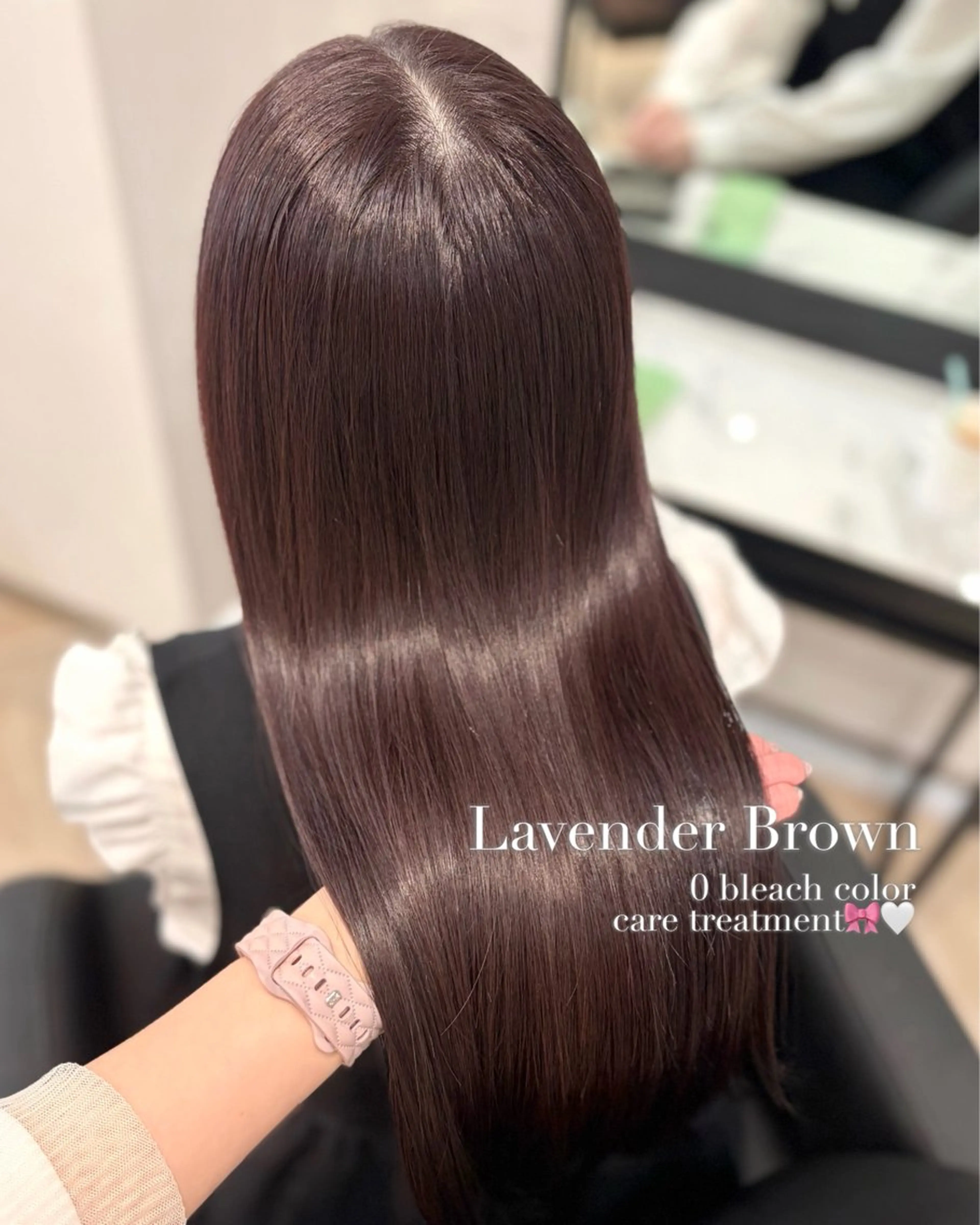 ロング カラー ブリーチ ブラウンカラー ラベンダーカラー ブリーチなしカラー カット ヘアカラー トリートメント 𝒎𝒐𝒆🩰 名駅/ヘアメ/暖色♡のヘアスタイル