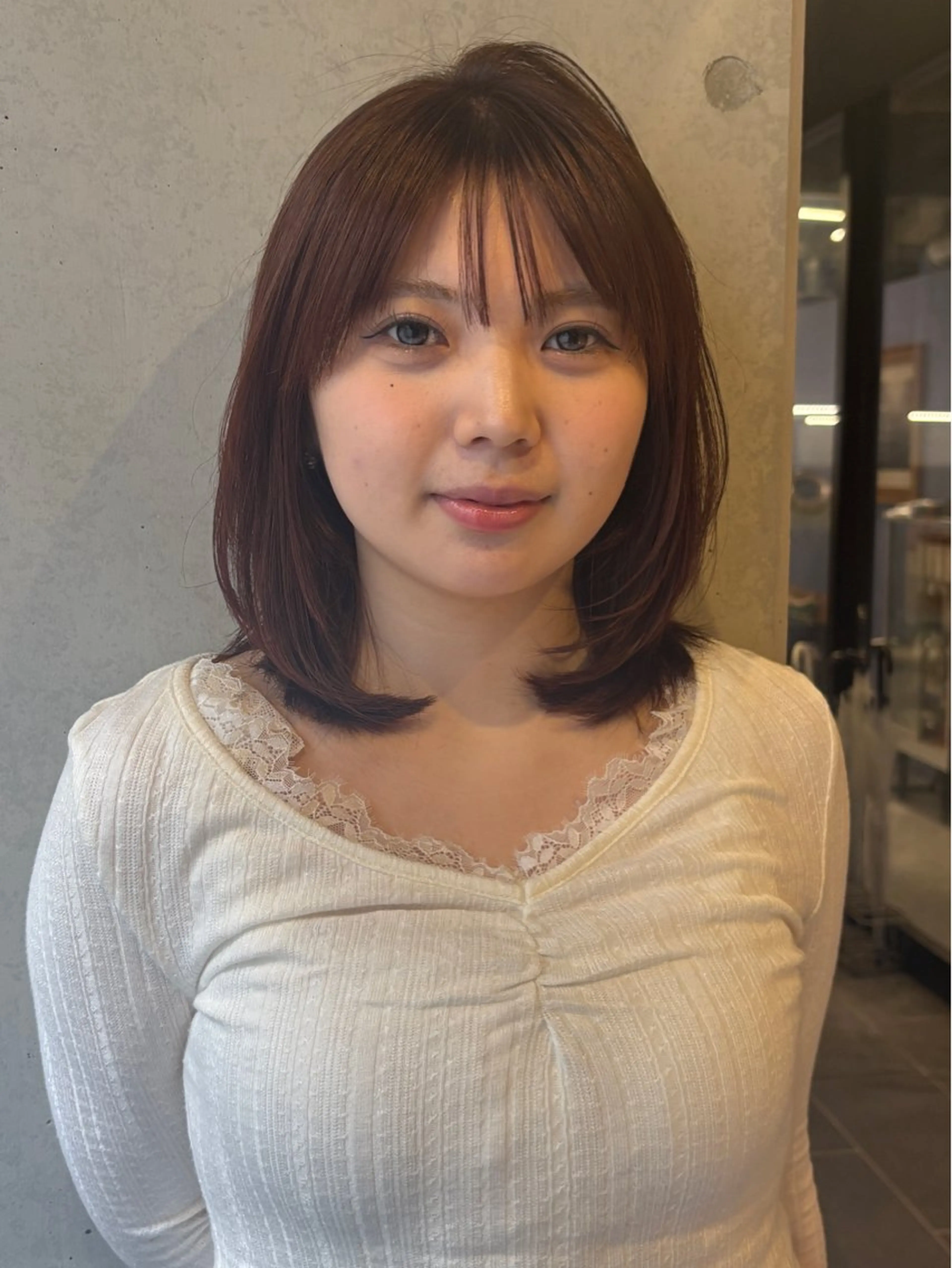 ミディアム カラー カット ヘアカラー トリートメント 韓国ヘア/wカラー レイヤー/RIN🎀のヘアスタイル