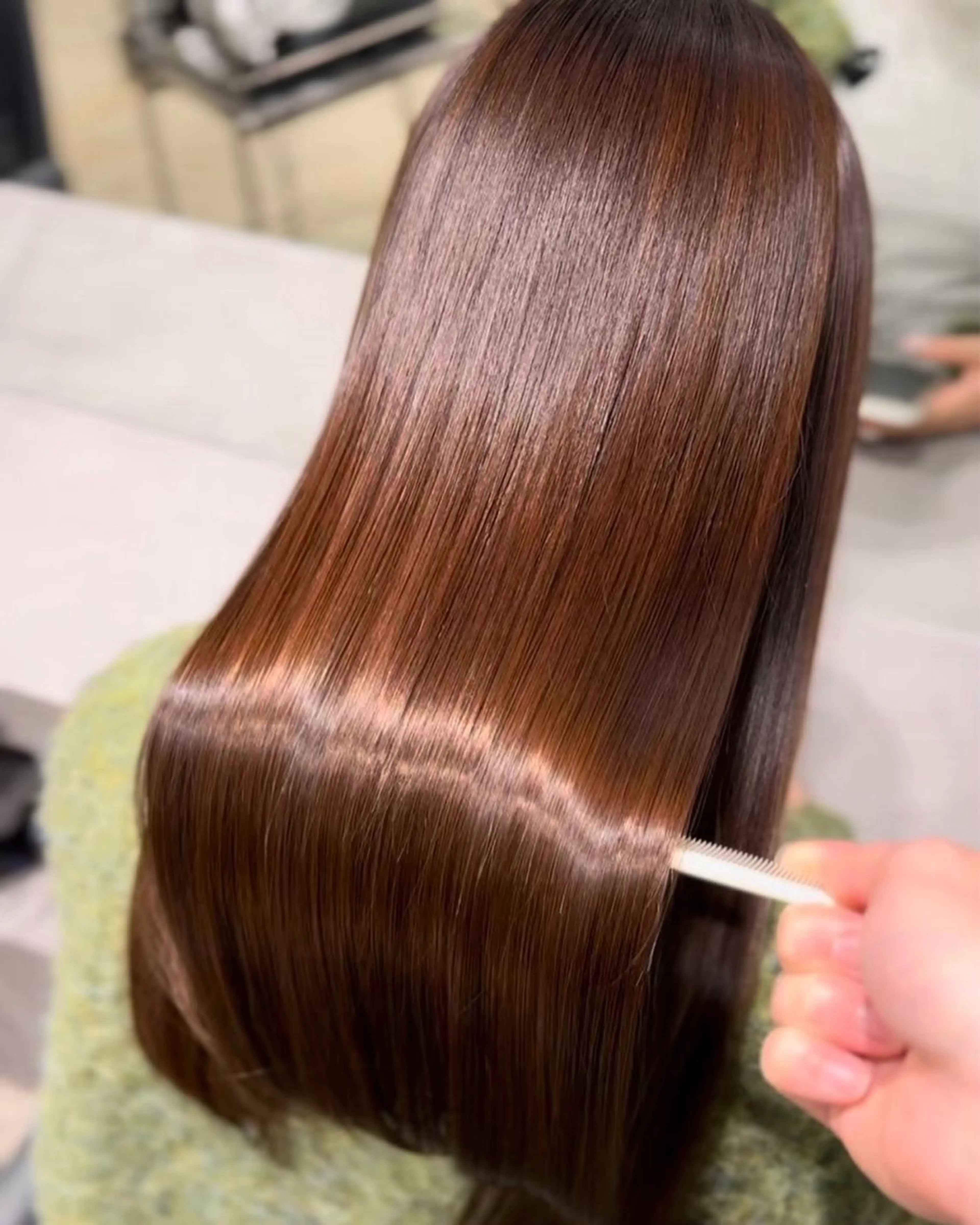 セミロング カラー 縮毛矯正 特化生田のヘアスタイル