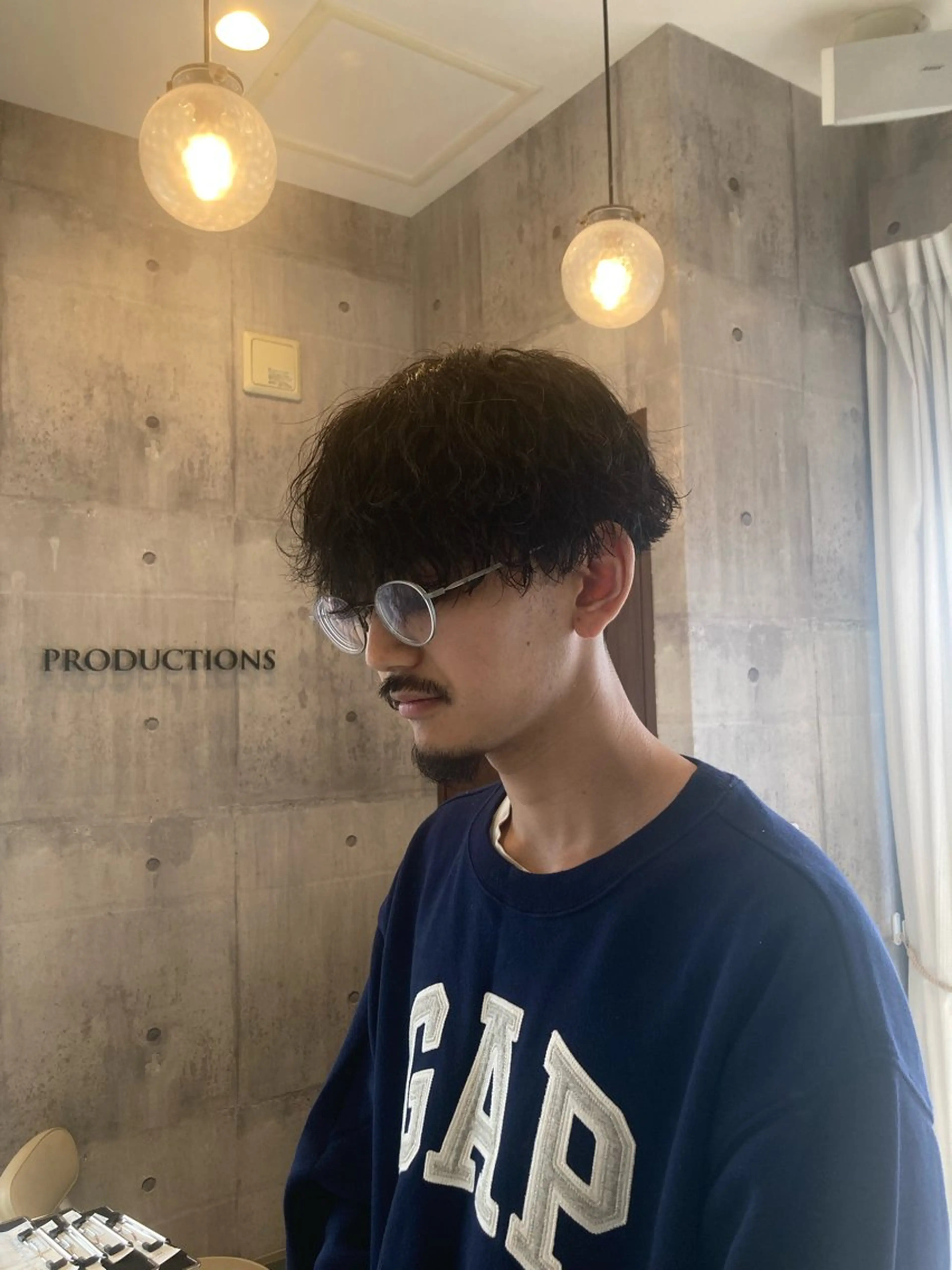 パーマ メンズ マッシュ 波巻きパーマ カット パーマ ハマノ ミユのヘアスタイル