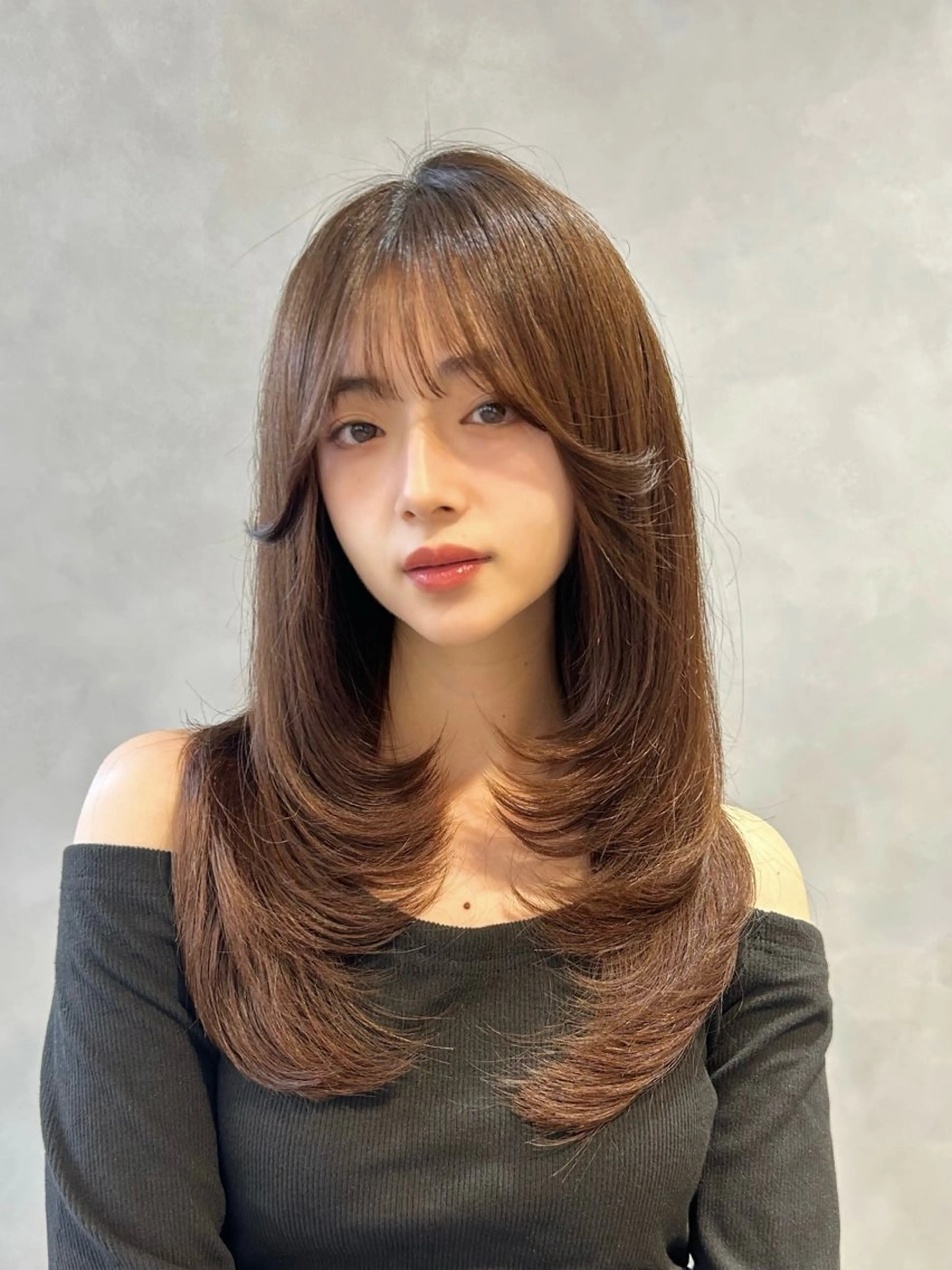 セミロング カラー グレージュ レイヤーカット ❤️ショートカット ・顔周りカット❤️のヘアスタイル