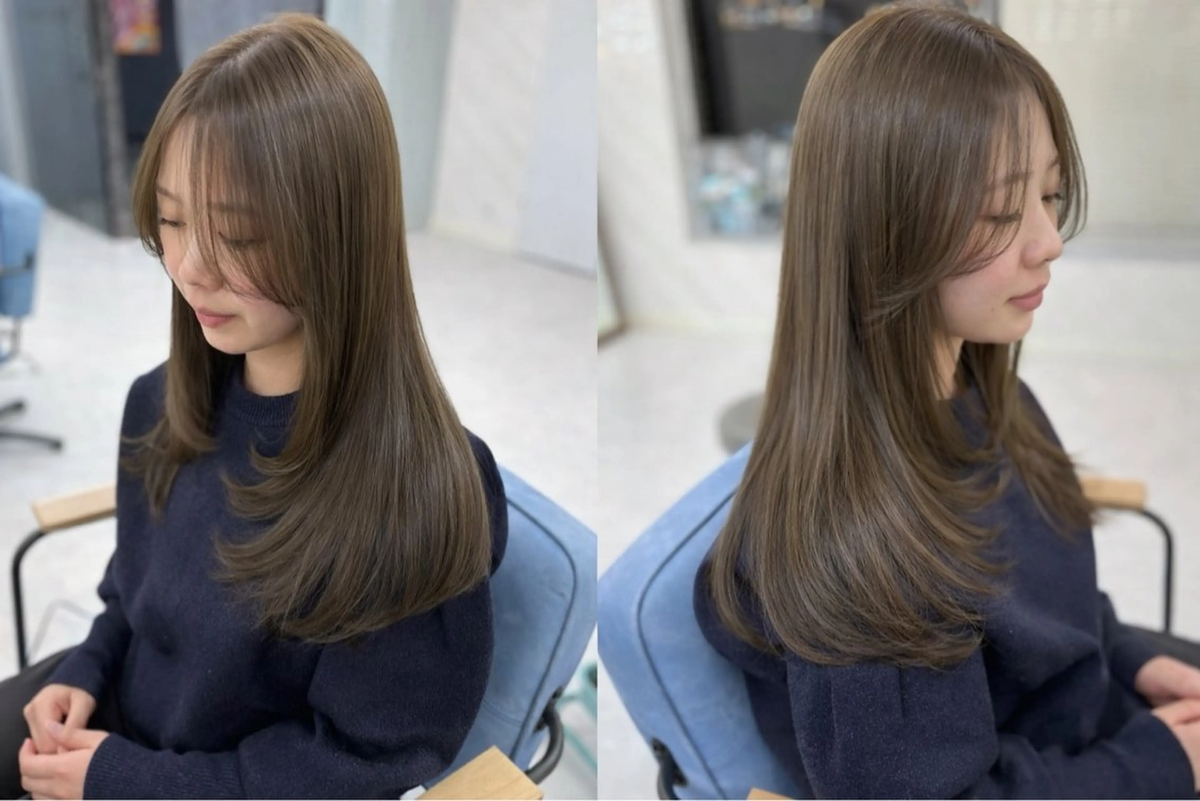 ロング カラー ブリーチ 透明感カラー ダブルカラー ブリーチなしカラー オリーブカラー カット ヘアカラー トリートメント 縮毛矯正×ボブ💎 髪質改善/木下のヘアスタイル