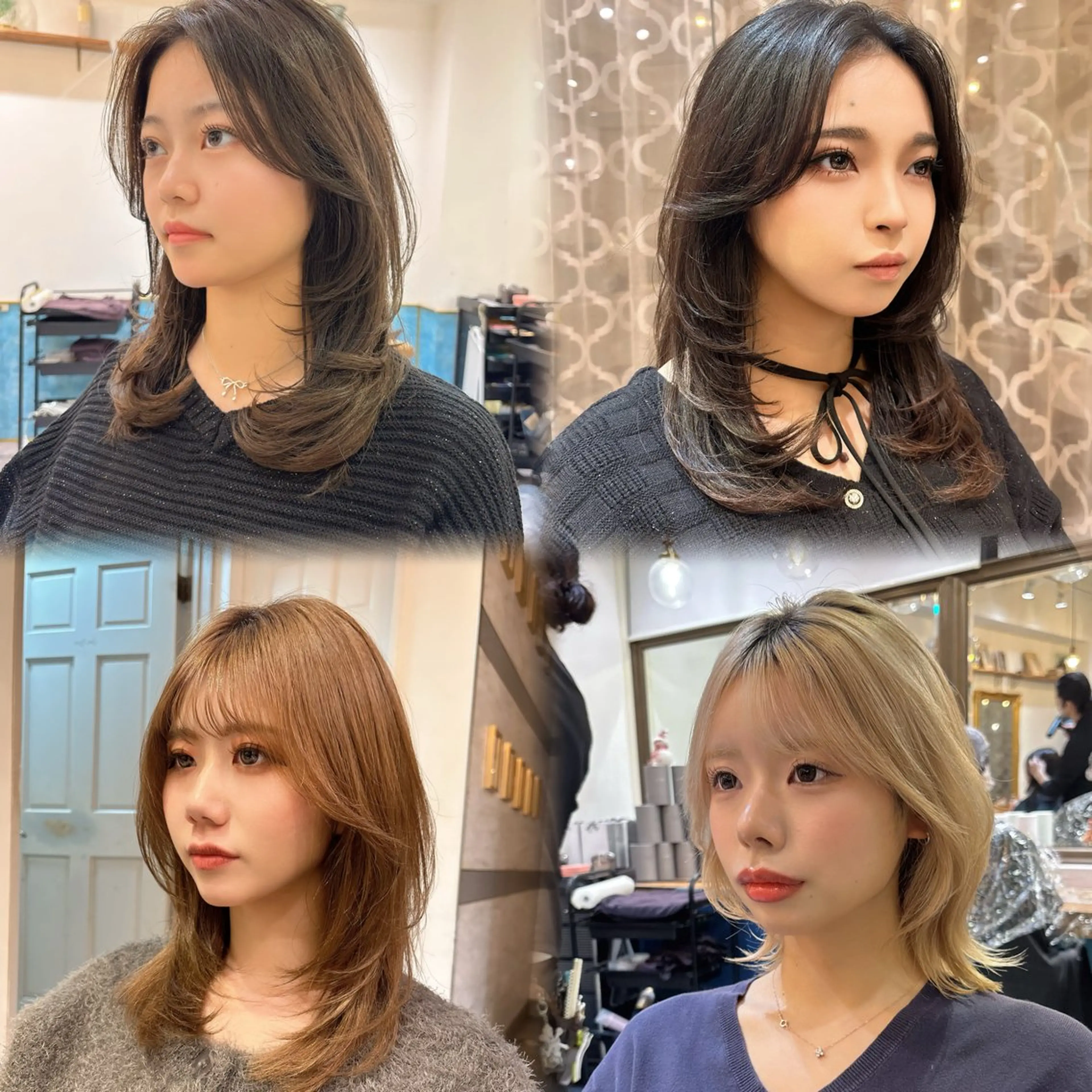 ミディアム カット ヘアカラー トリートメント ♥韓国レイヤー/透明 感カラー/目黒慎太郎のヘアスタイル