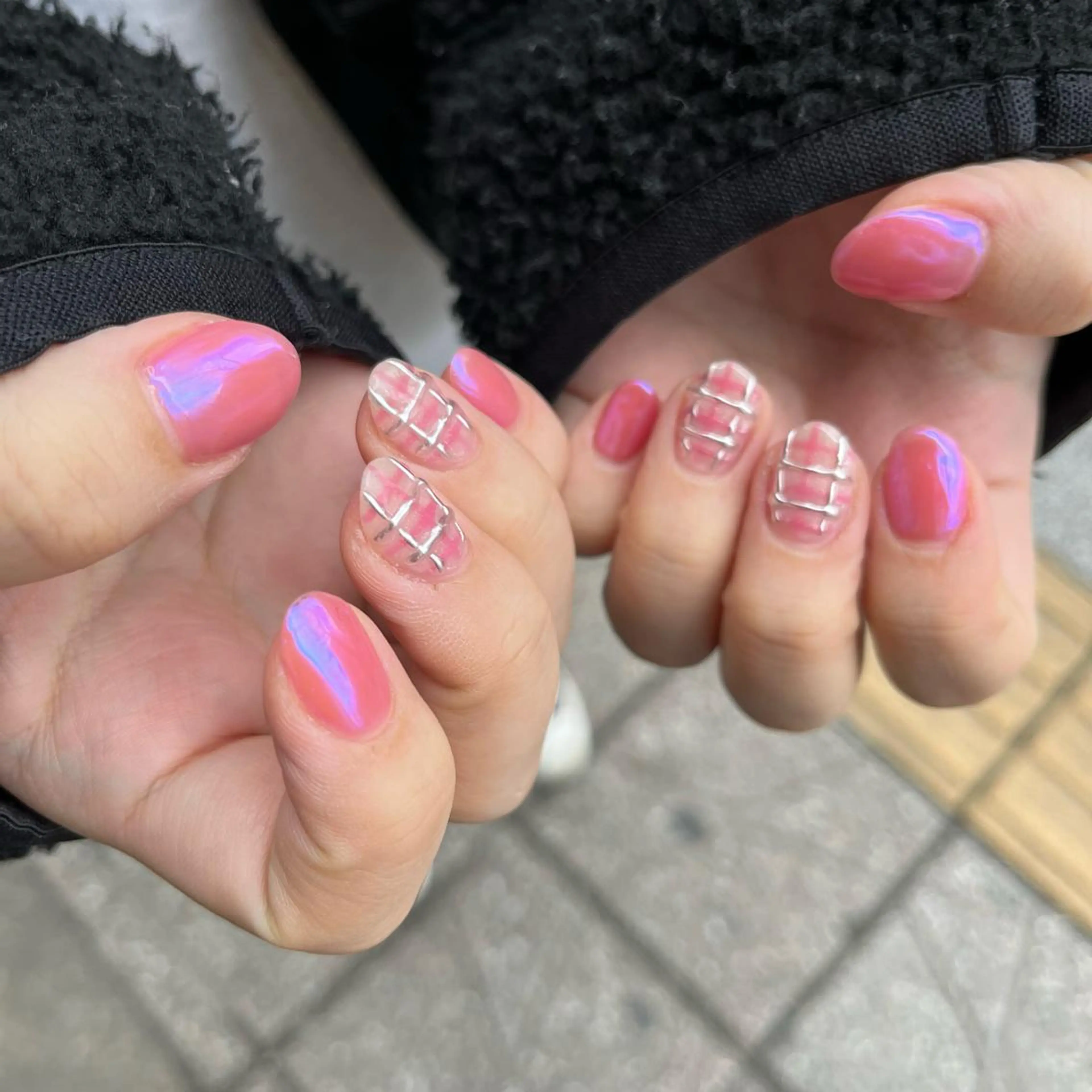 ネイル ブルー ピンク 関谷 真登佳のネイルデザイン