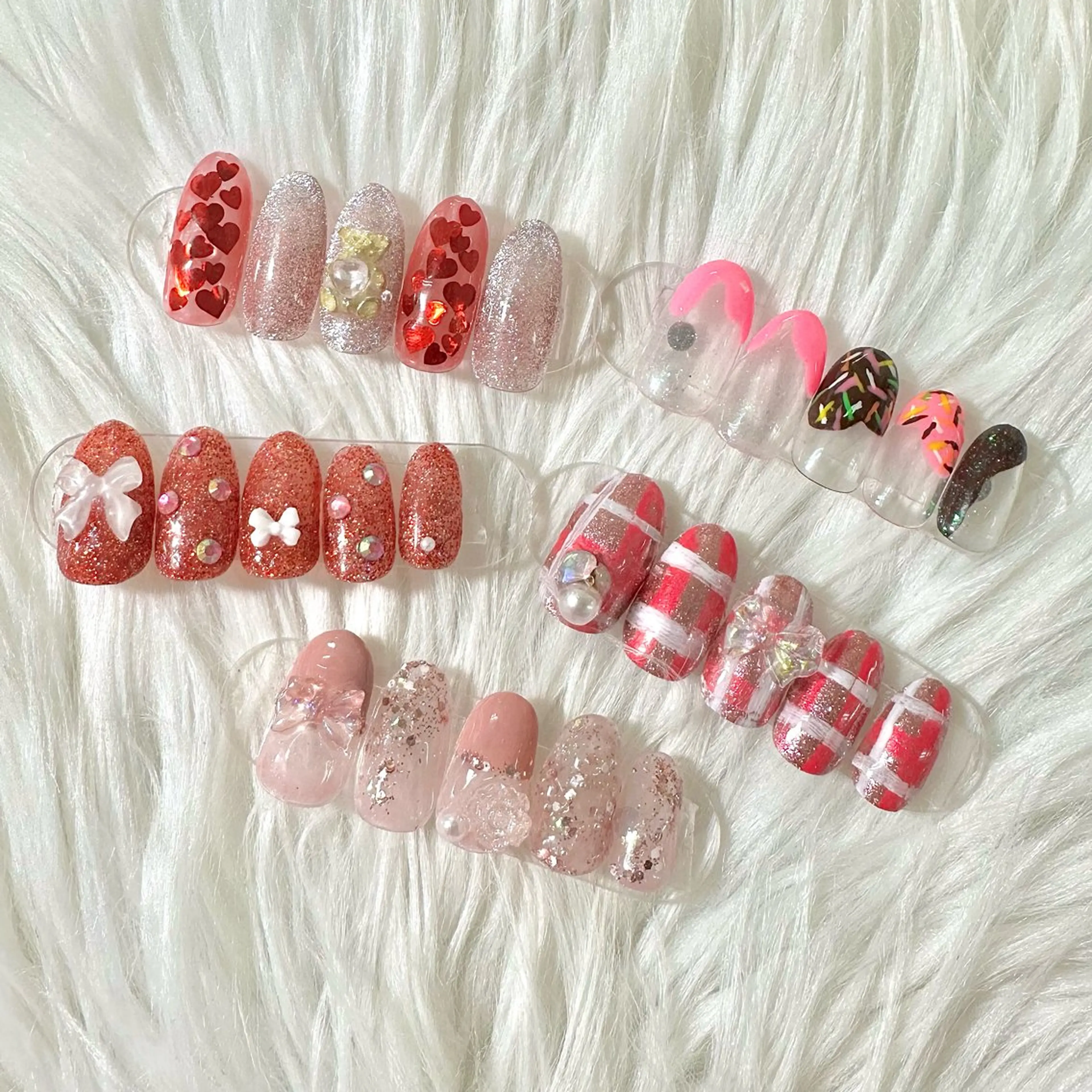 ネイル ハート リボン ハンドネイル Heartnail Hino Reinaのネイルデザイン