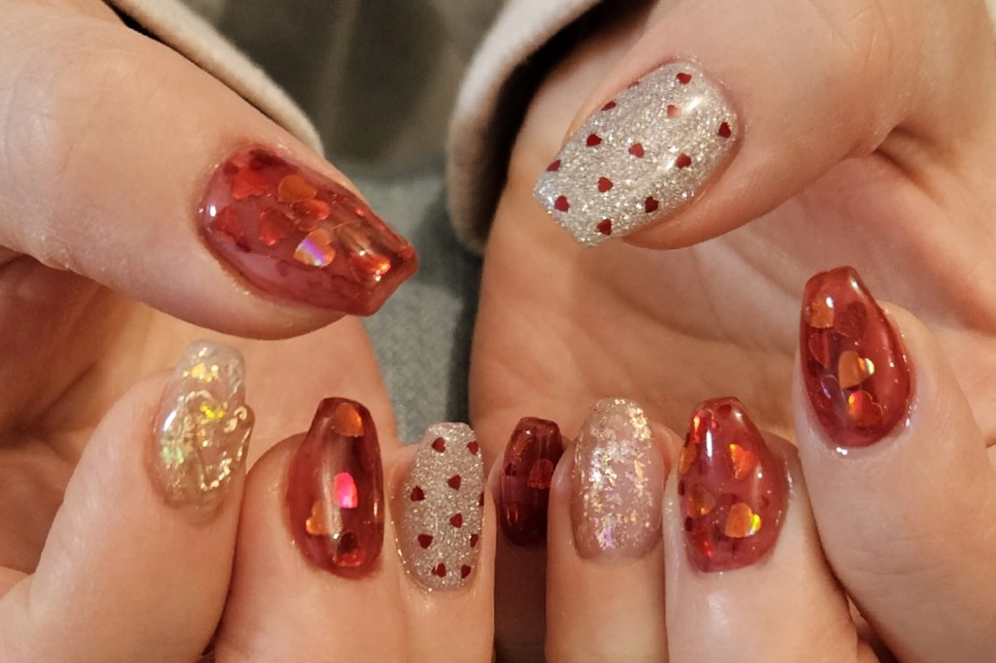 ネイル バレンタイン ハンドネイル shellnail さなえのネイルデザイン