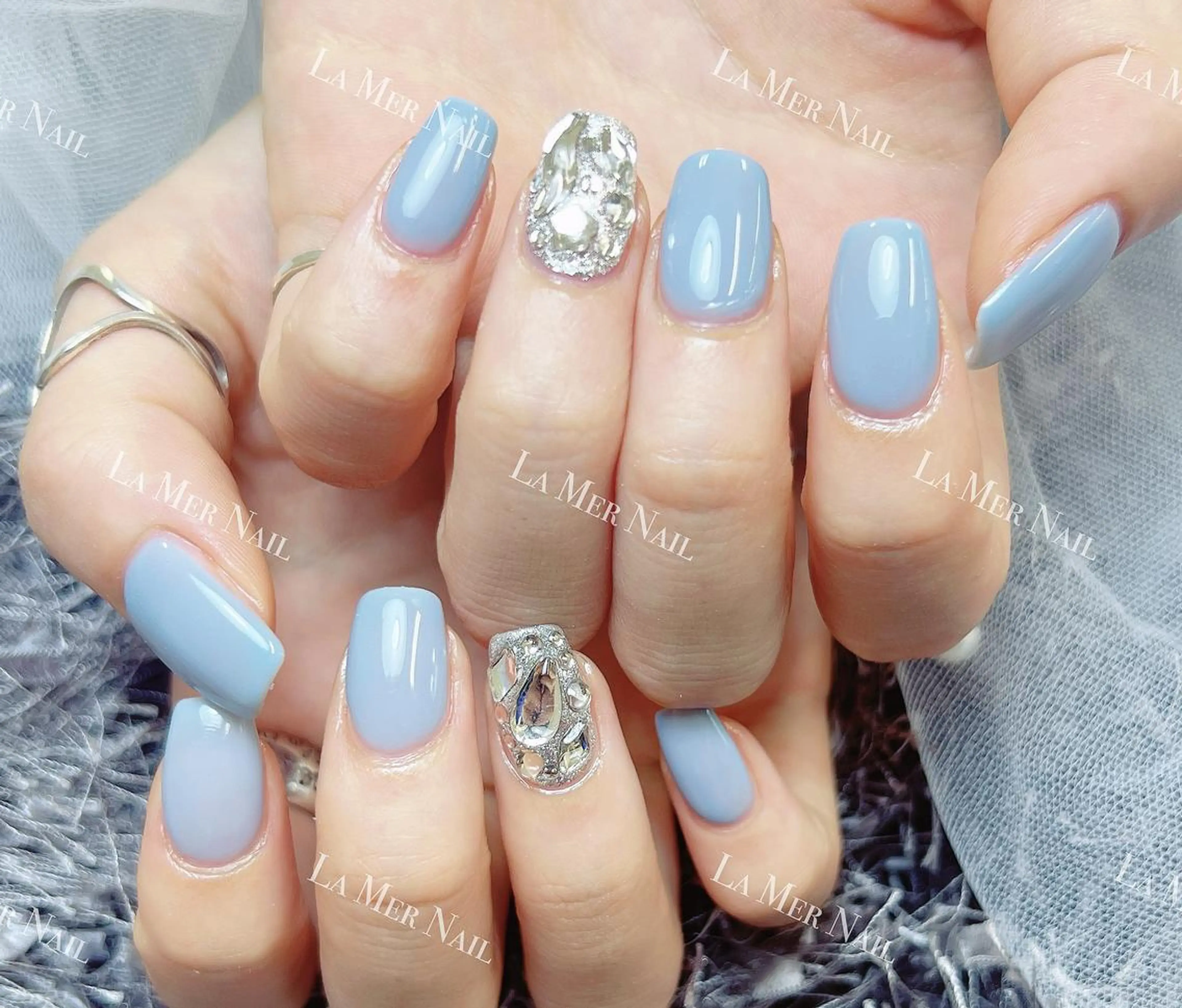 ★期間限定★💅ハンド💅初回ジェルオフ無料💅2本ストーン埋め尽くしコース💞他ワンカラーorラメグラ💞の写真