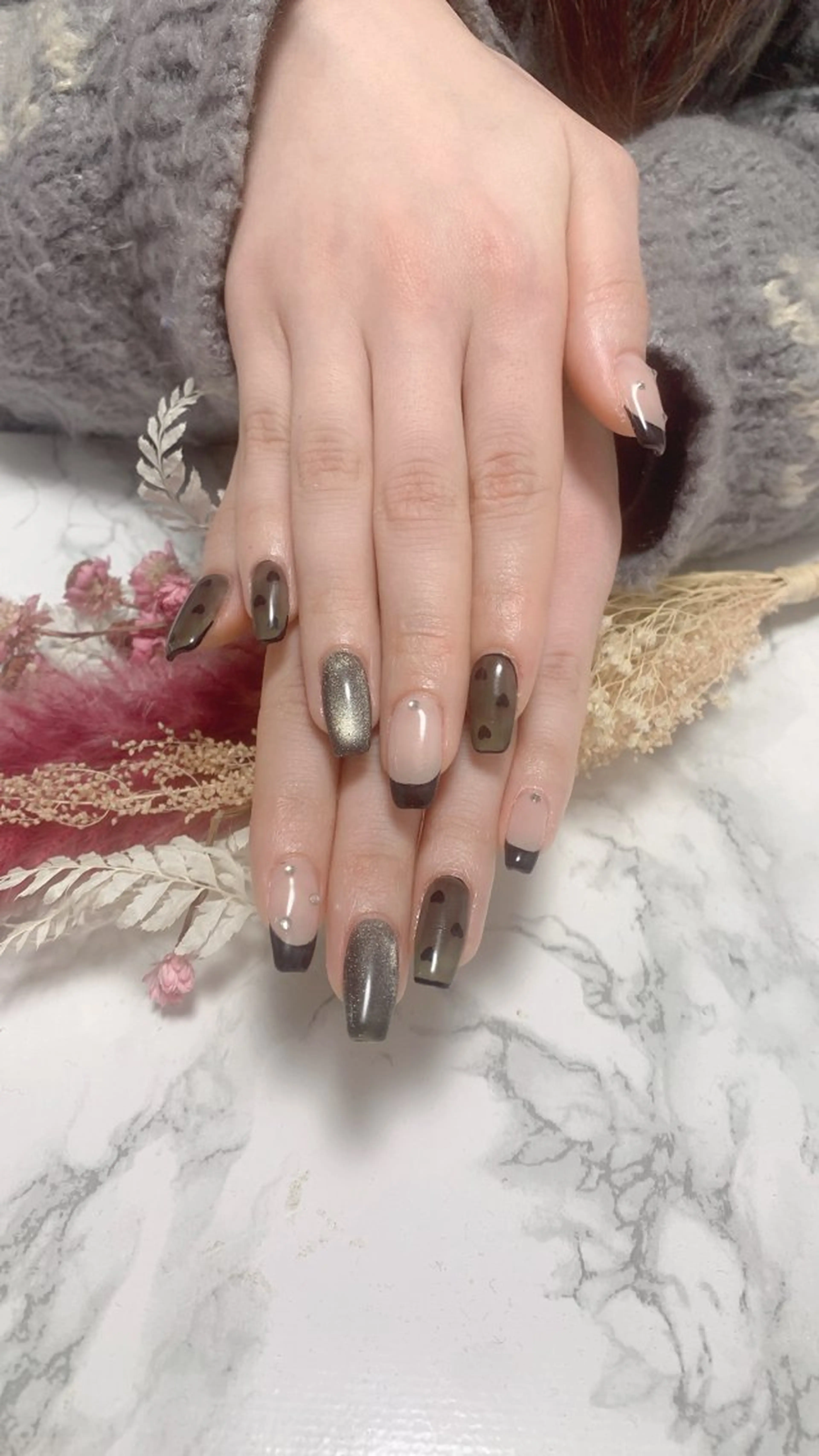 ネイル はな💎ネイル ワンホン、長さ出しのネイルデザイン