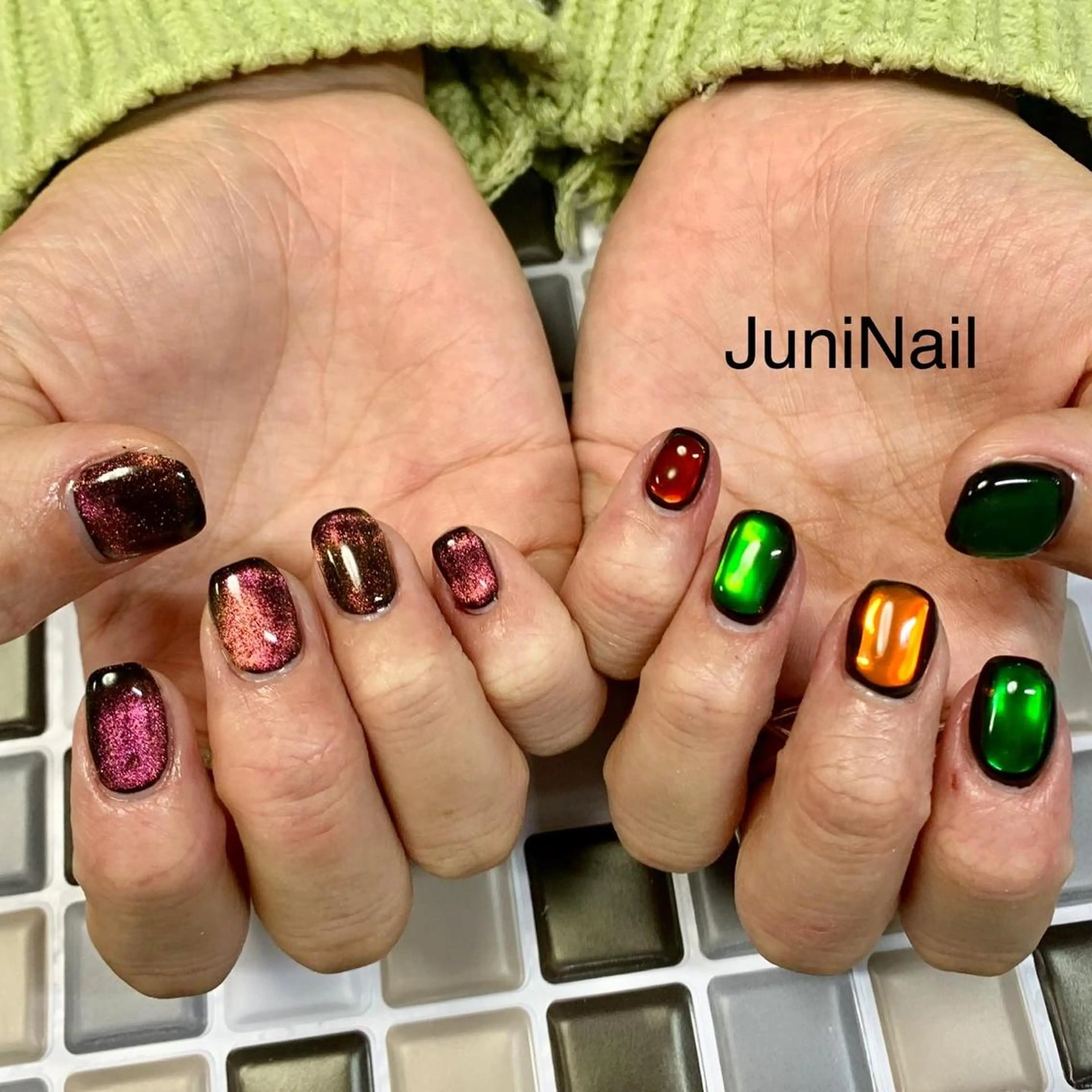 ネイル オーロラネイル クリアネイル 成人式 フラッシュネイル フレンチネイル ハンドネイル JuniNail 주니네일🇰🇷suのネイルデザイン