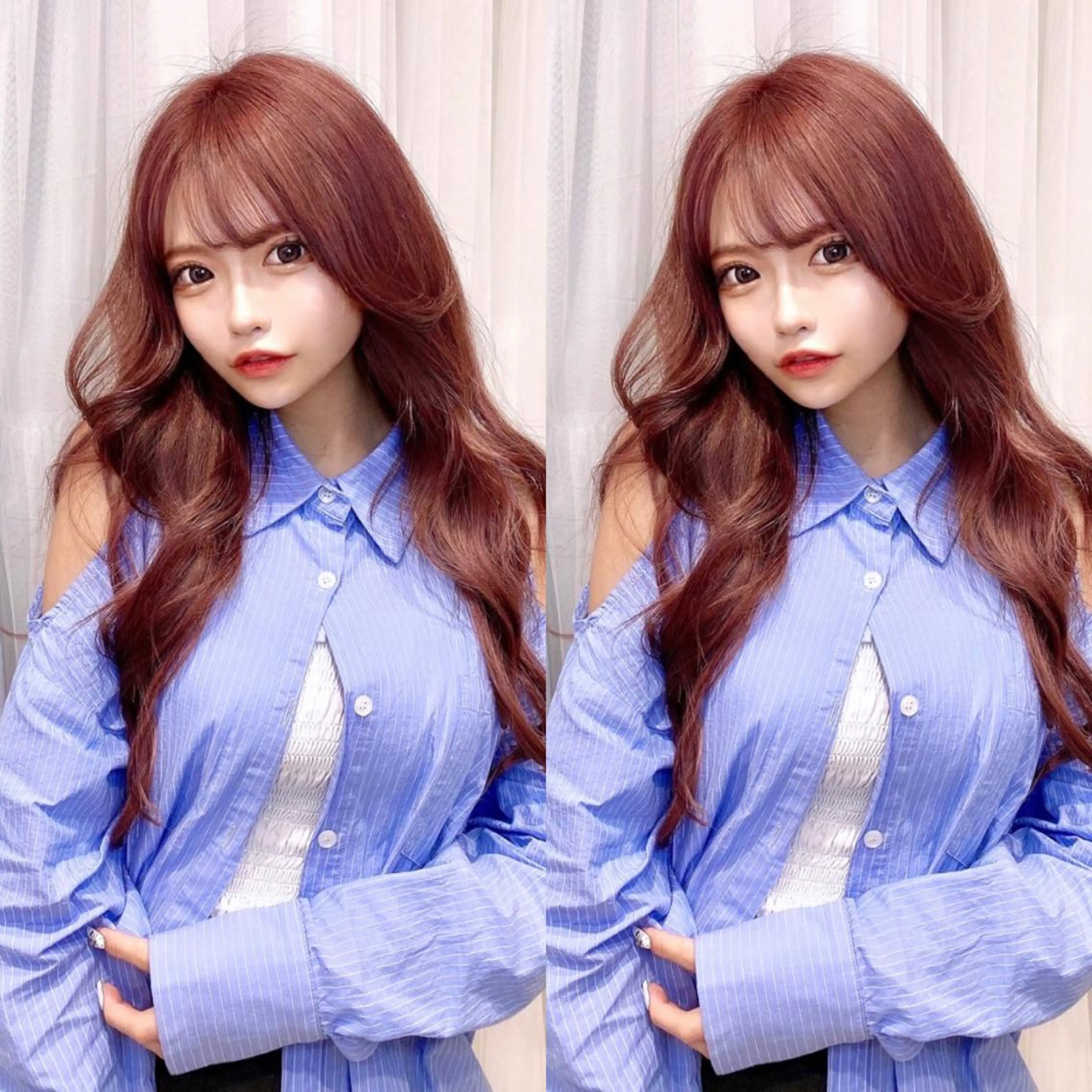 セミロング カラー ベージュカラー ブリーチ ダブルカラー ピンクカラー ピンクベージュ 韓国風ハッシュカット 似合わせレイヤー池袋のヘアスタイル