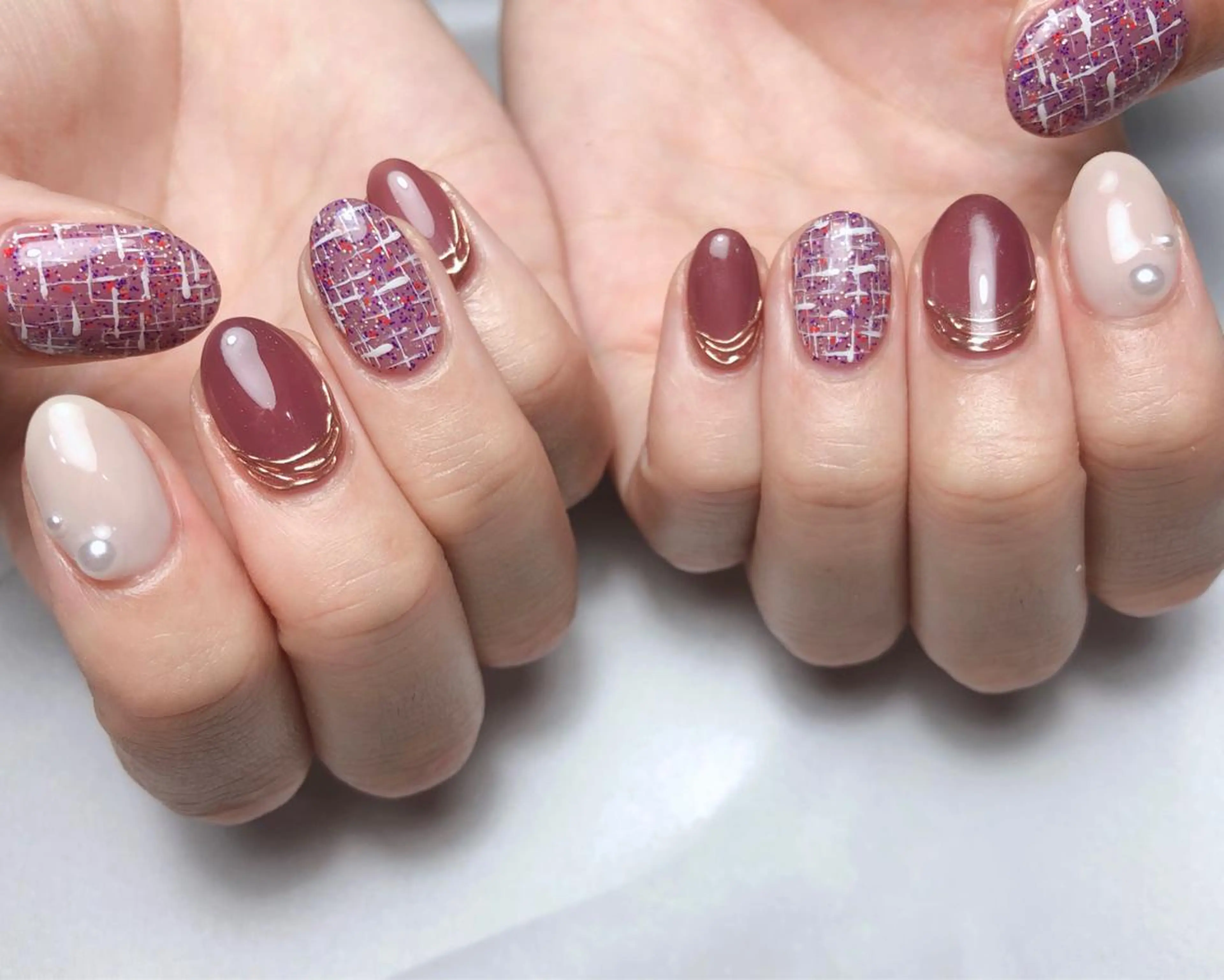 ネイル ツイードネイル ハンドネイル nail heron所属・saki_ nail heronのネイルデザイン