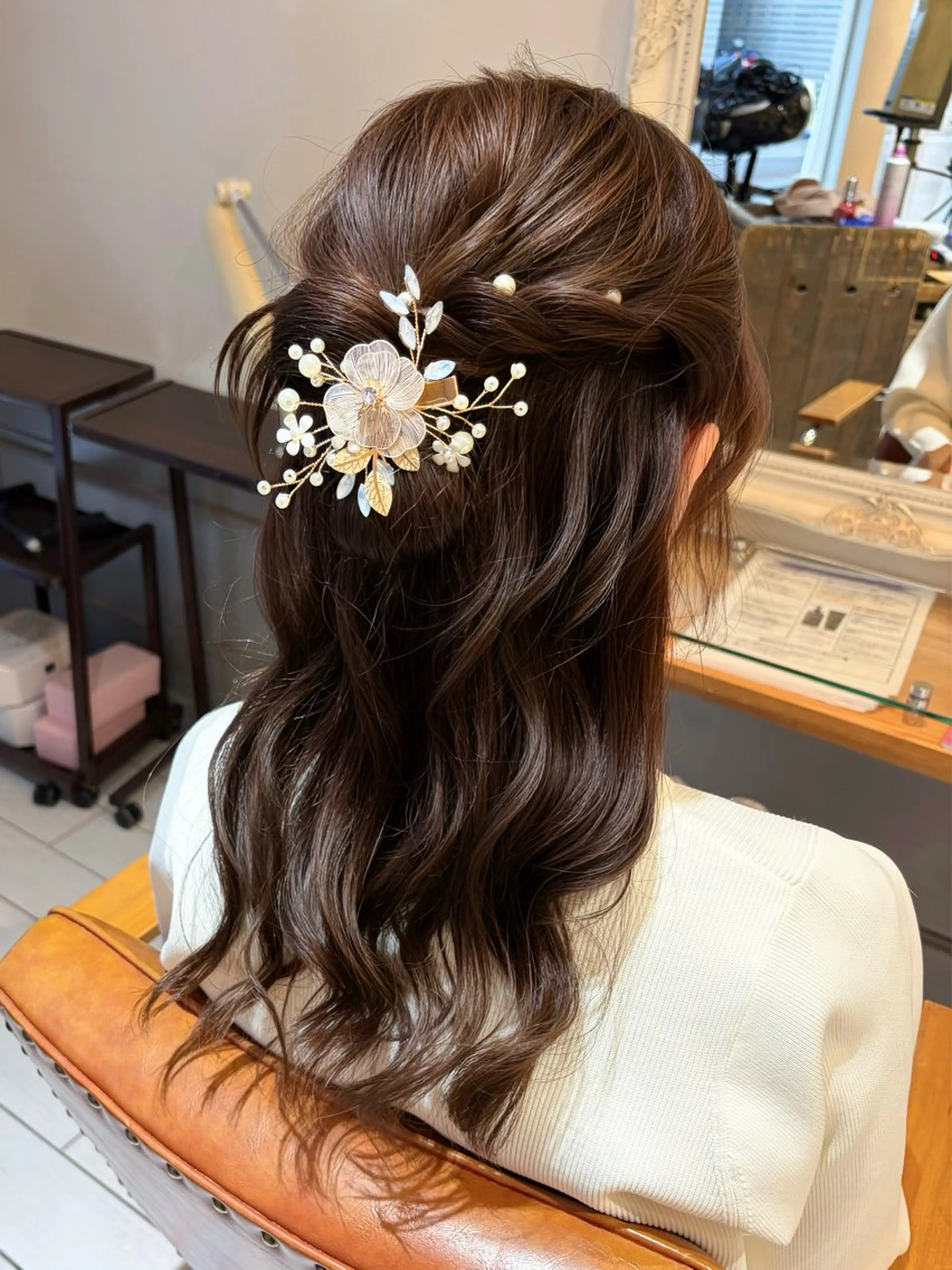 セミロング ヘアアレンジ ハーフアップ ヘアセット Noel .⋆𝜗𝜚のヘアスタイル