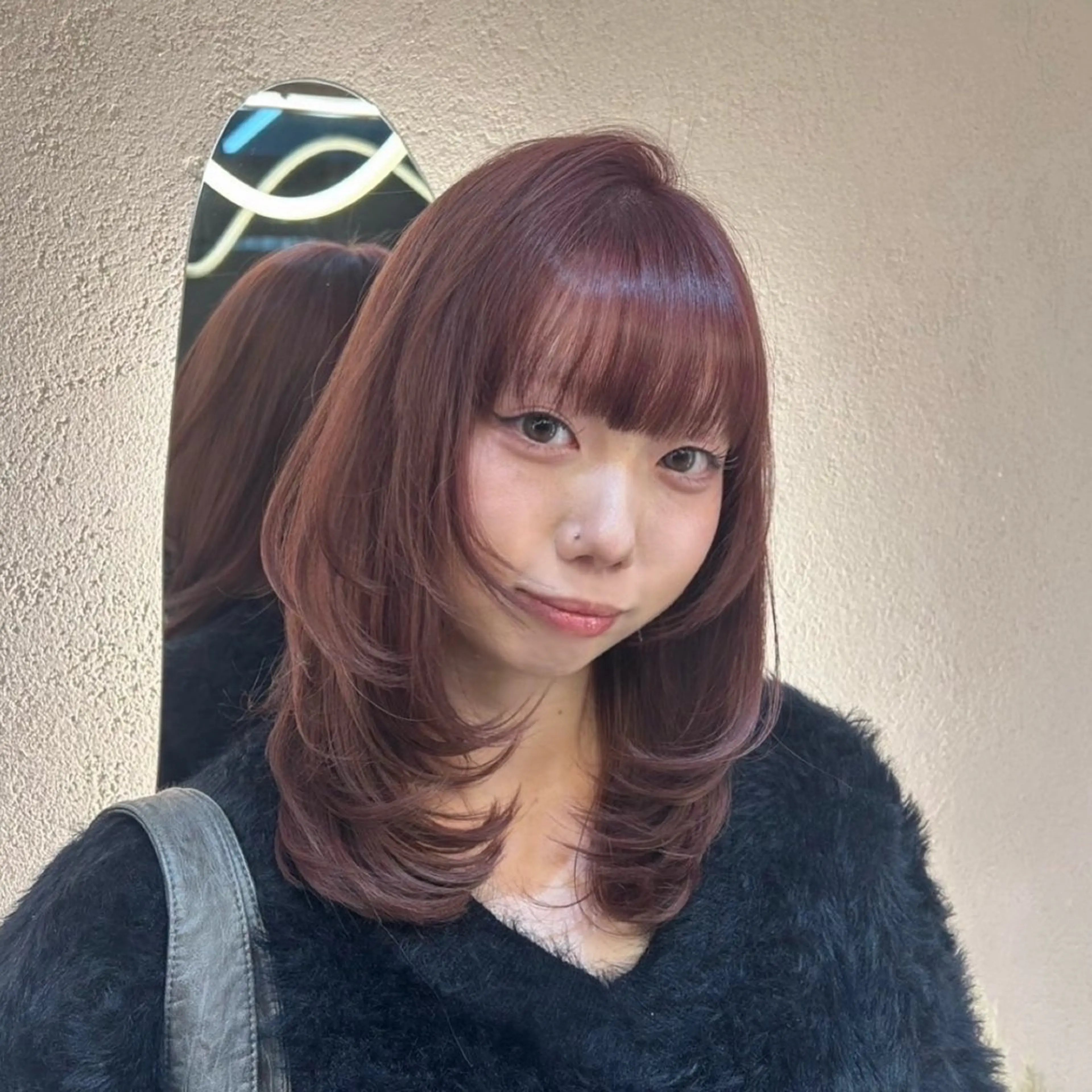 ミディアム ハイレイヤー レイヤーカット カット ヘアカラー トリートメント レイヤー/艶髪カラー 🌷油科あい🌷のヘアスタイル