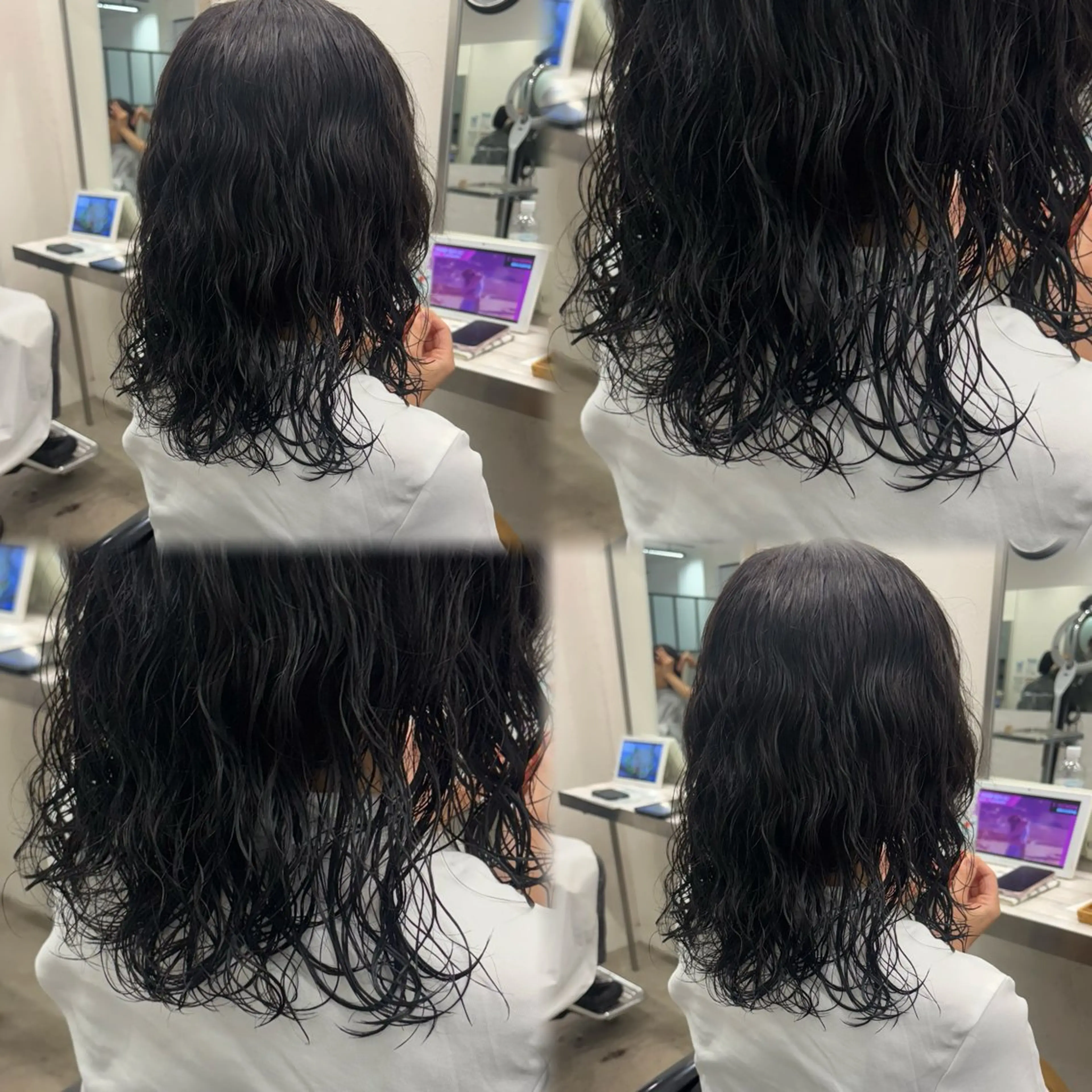 セミロング パーマ 髪質改善ストレート /暖色カラー🎀🪞のヘアスタイル