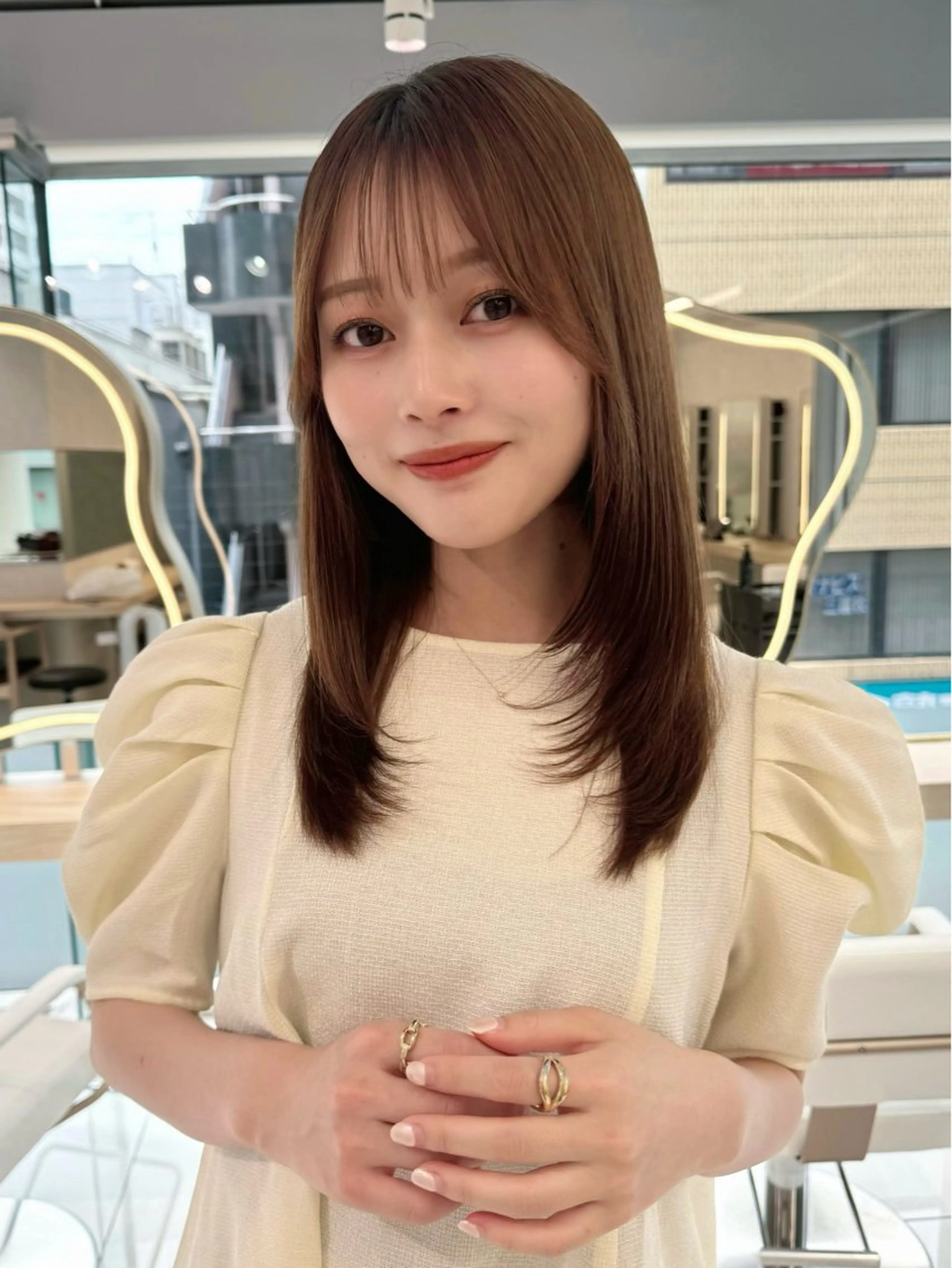 ミディアム カット 縮毛矯正 顔周り🇰🇷韓国 レイヤー/いづみ💞のヘアスタイル