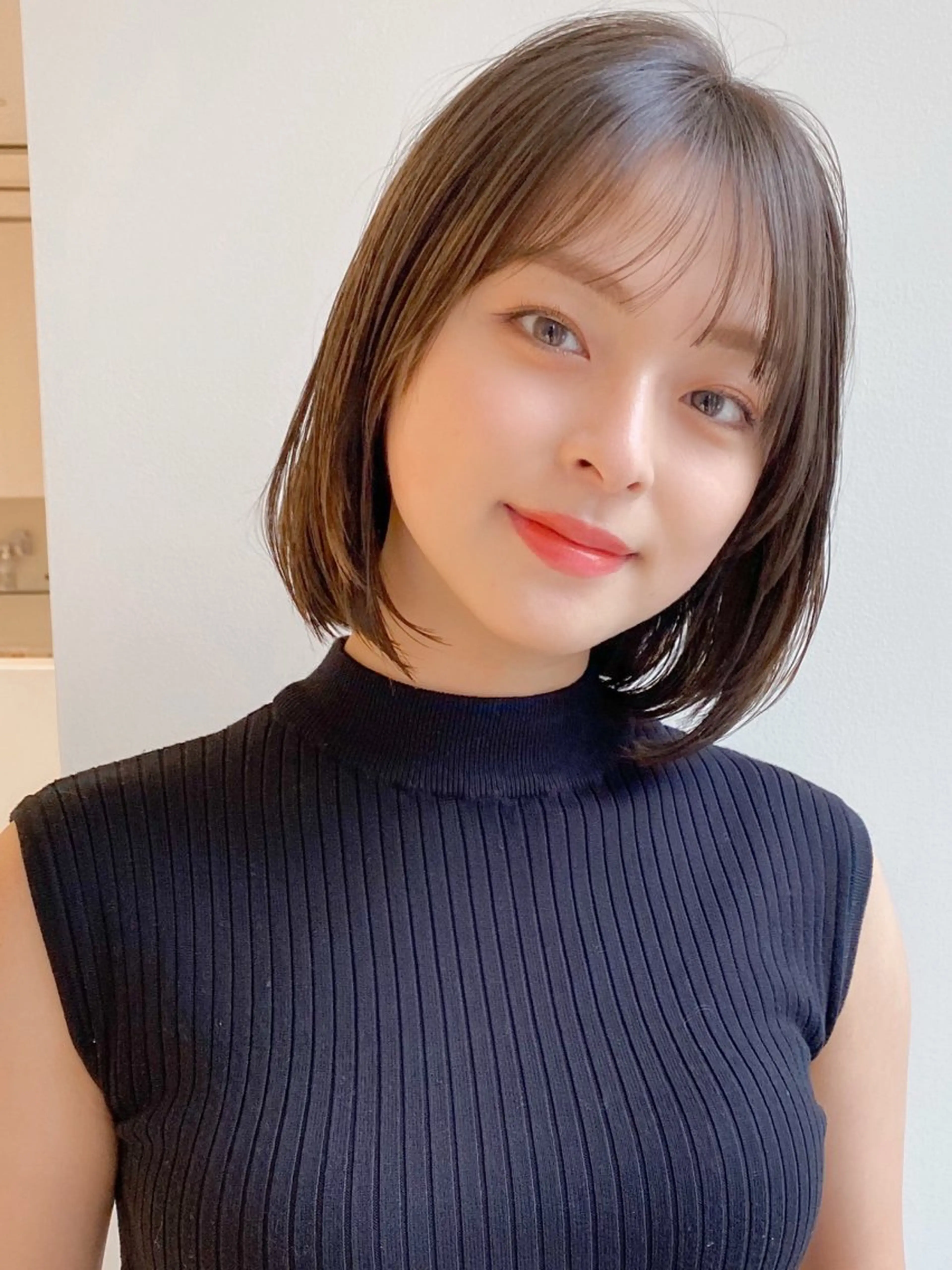 ミディアム カラー ボブ カット ヘアカラー トリートメント レイヤー×髪質改善✨ 渋谷/佐藤侑哉のヘアスタイル