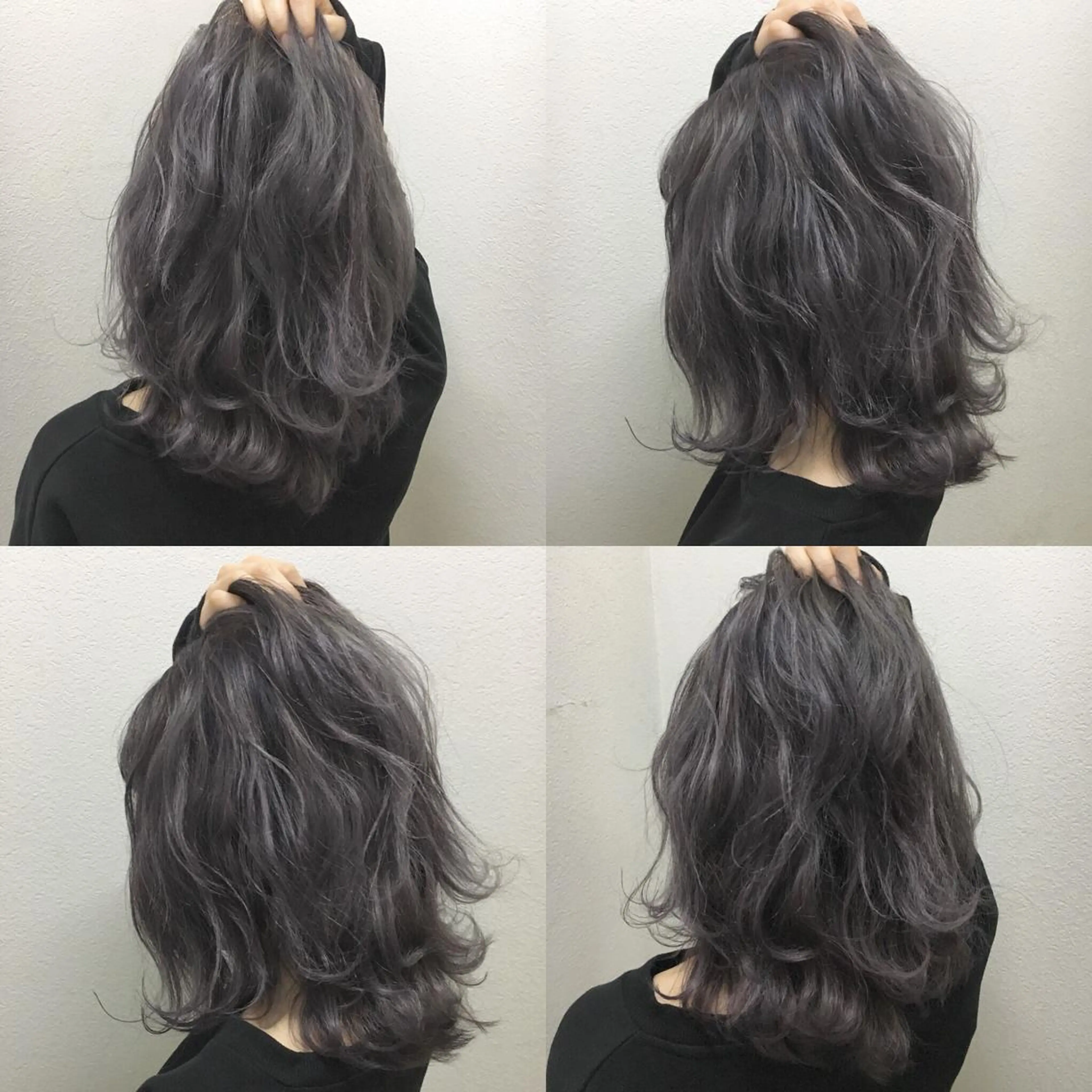 ミディアム カラー アッシュ ブリーチ 透明感カラー ダークグレー ダークグレージュ JILBLAN京都 ショート/ハイライトのヘアスタイル