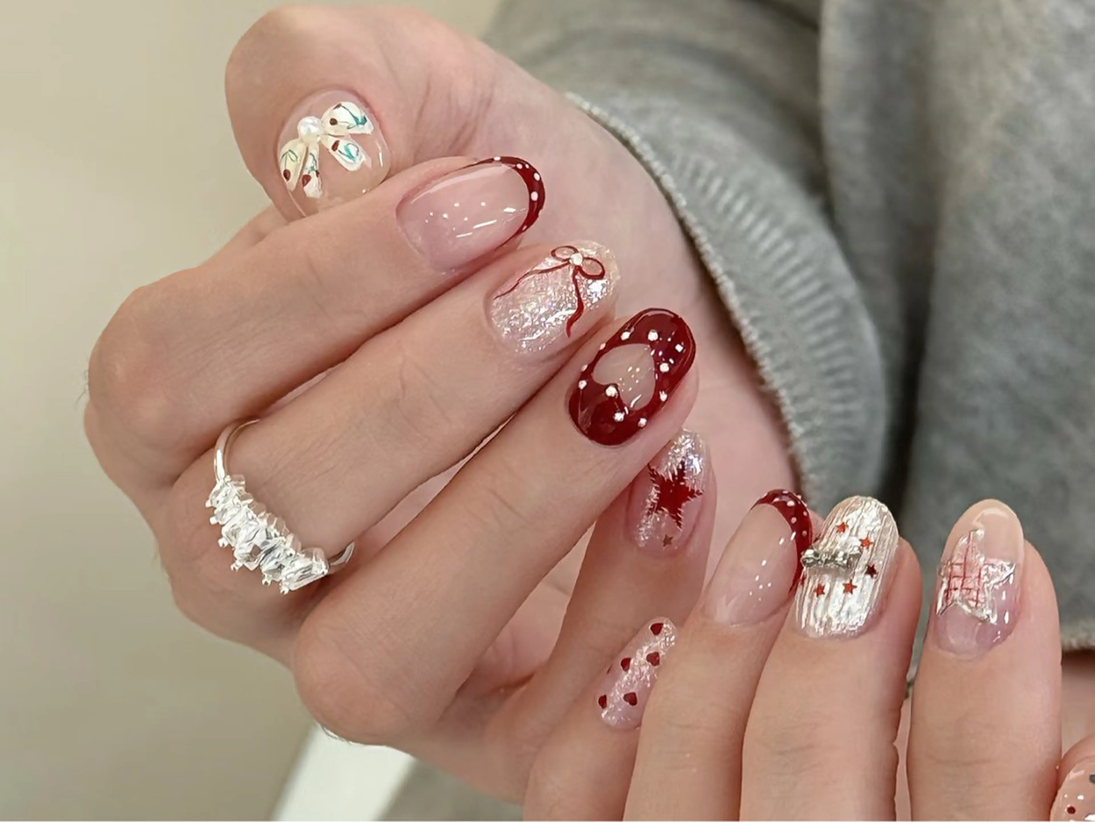 ネイル アートネイル オーロラネイル チークネイル フレンチネイル ガラスフレンチ ハンドネイル 🎀🎀YooLi Nail Salonのネイルデザイン