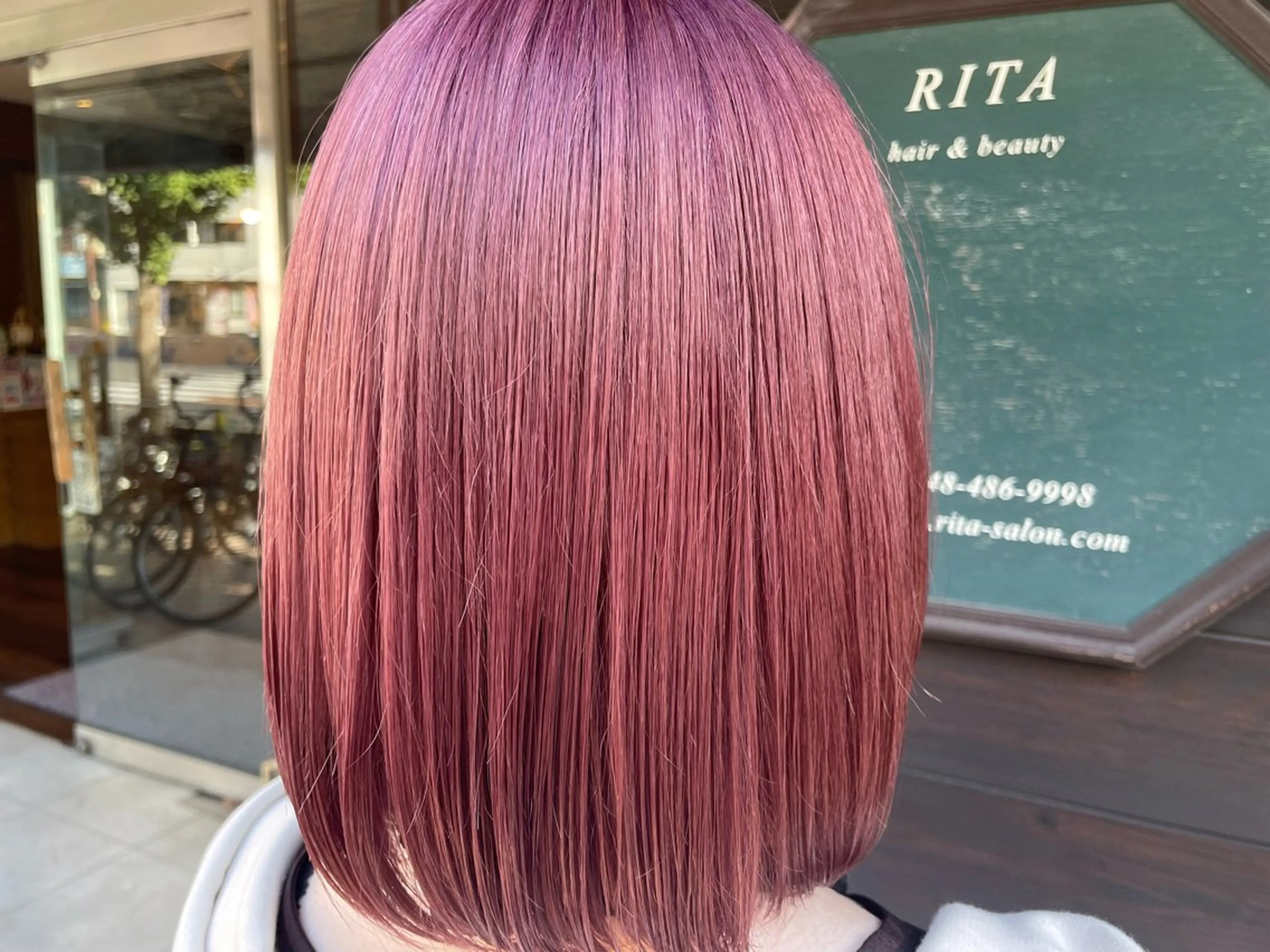 ミディアム カラー カット ヘアカラー みねぎし ふうかのヘアスタイル