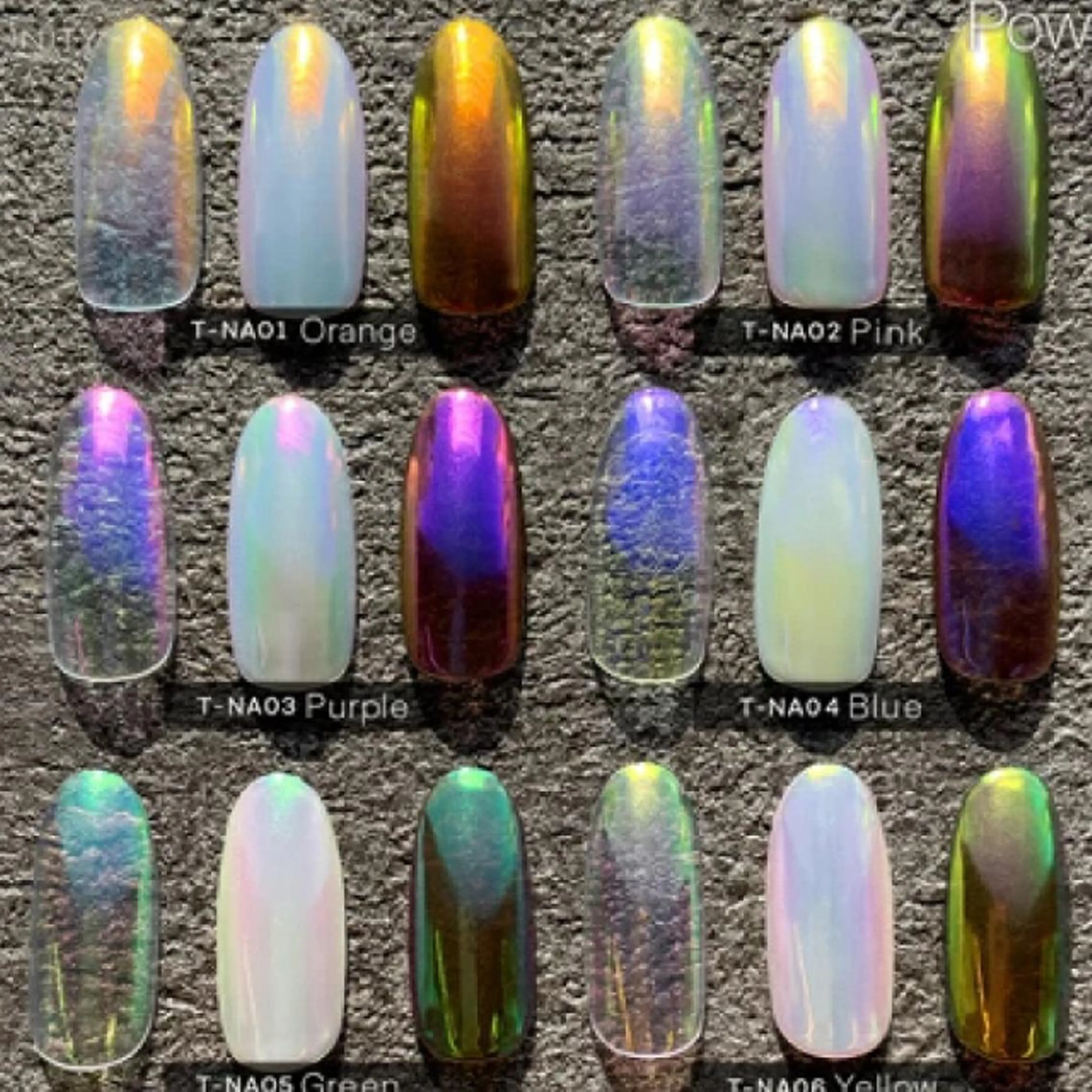 ネイル オーロラネイル ブルー グリーン ミラーネイル オレンジ miyabi nail 桂川駅近くのネイルデザイン