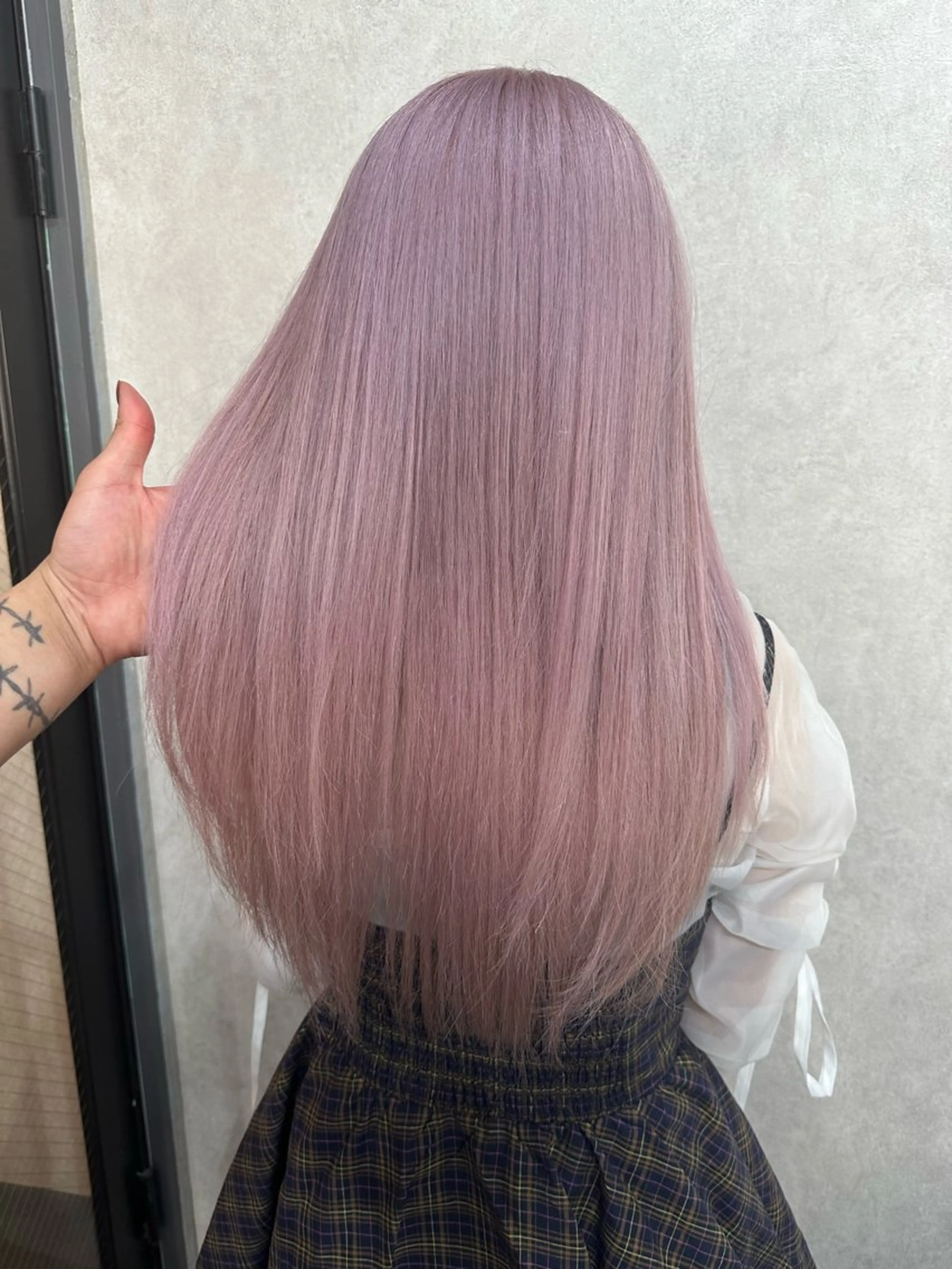 ロング カラー ラベンダーカラー ピンクカラー ピンクラベンダー ヘアカラー AiM エイム　韓国レイヤーのヘアスタイル