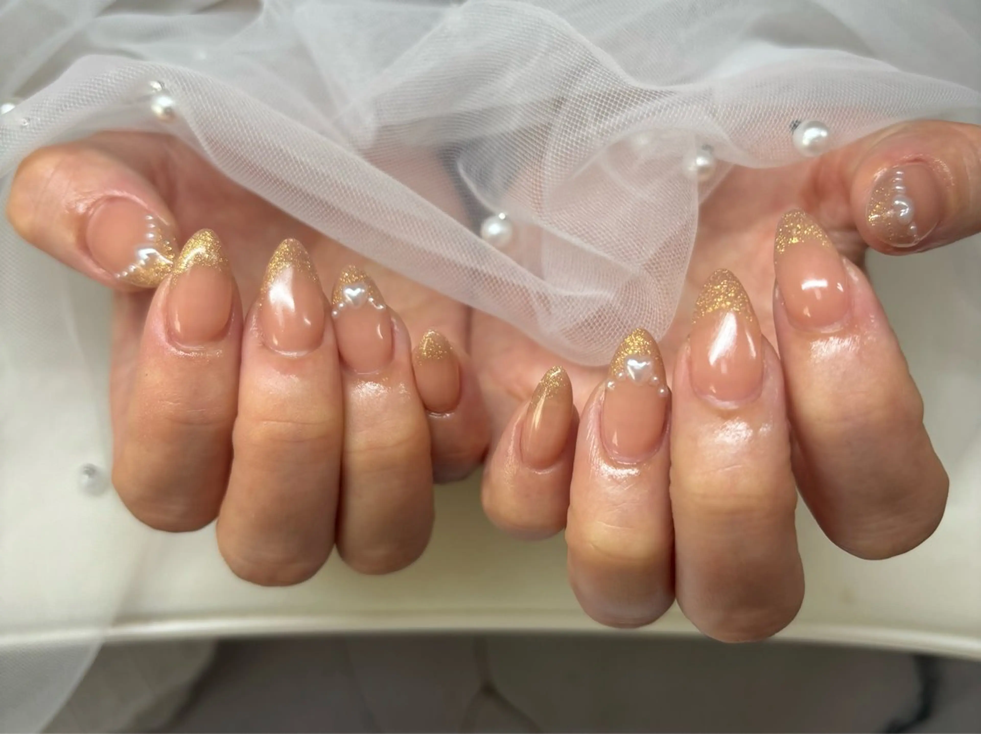 ネイル フレンチネイル ラメ(グリッター) 門真市ネイルサロン♡ KUMI.HANAのネイルデザイン