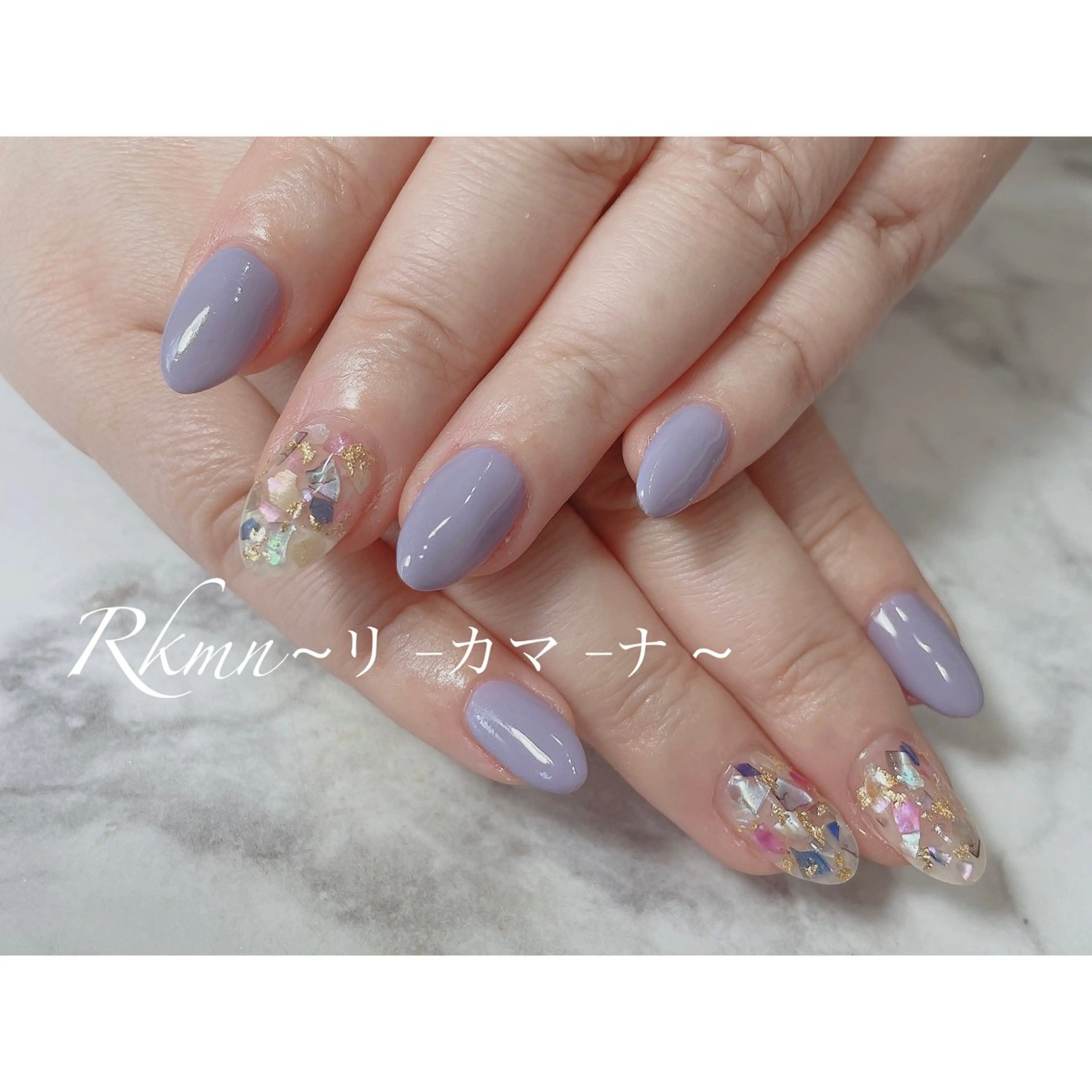 ネイル アートネイル パープル 春ネイル ハンドネイル フットネイル ハンドケア Rkmn ~リ-カマ-ナ~のネイルデザイン