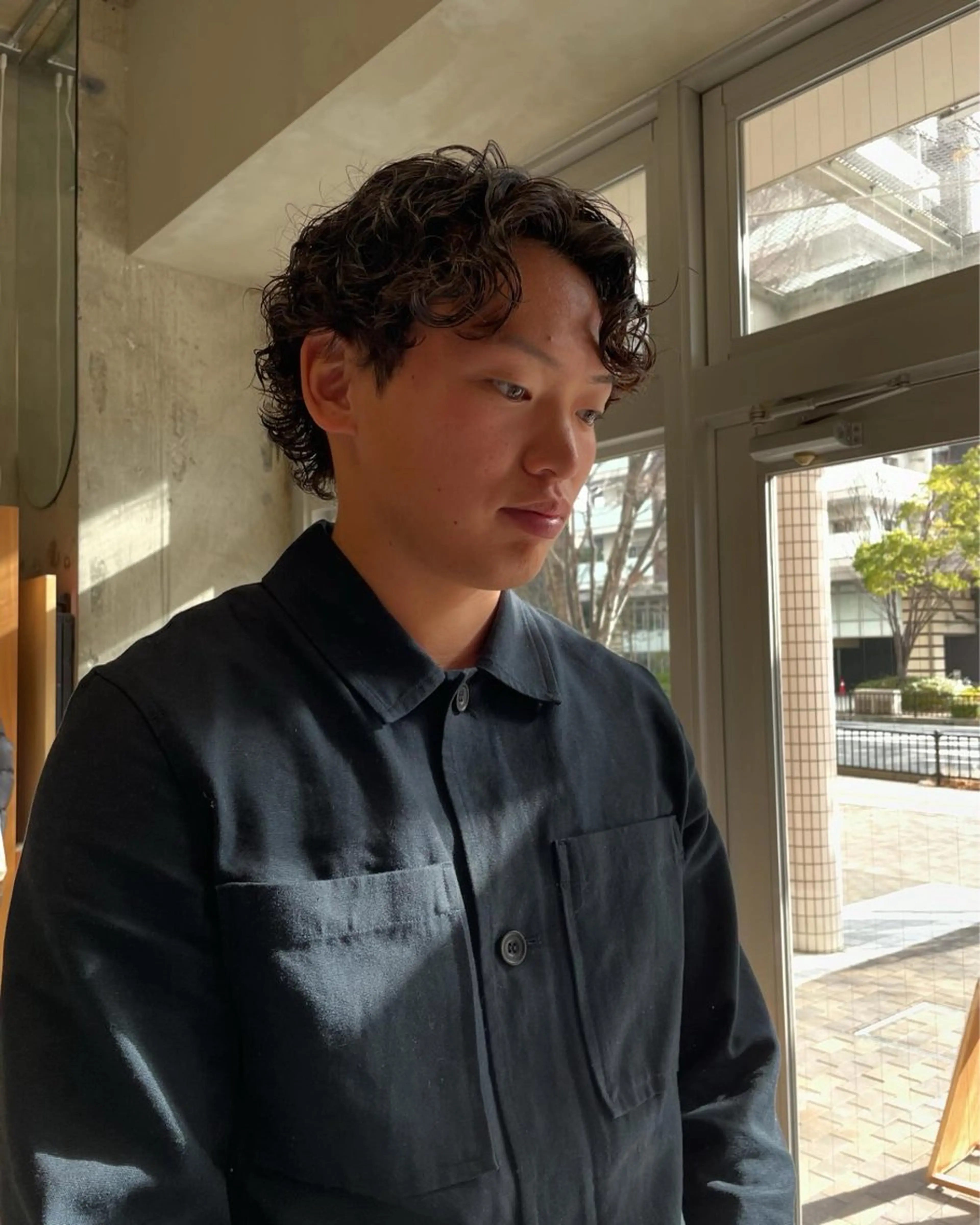 ミディアム パーマ メンズ パーマ/メンズ/ 鮫島竜海のヘアスタイル