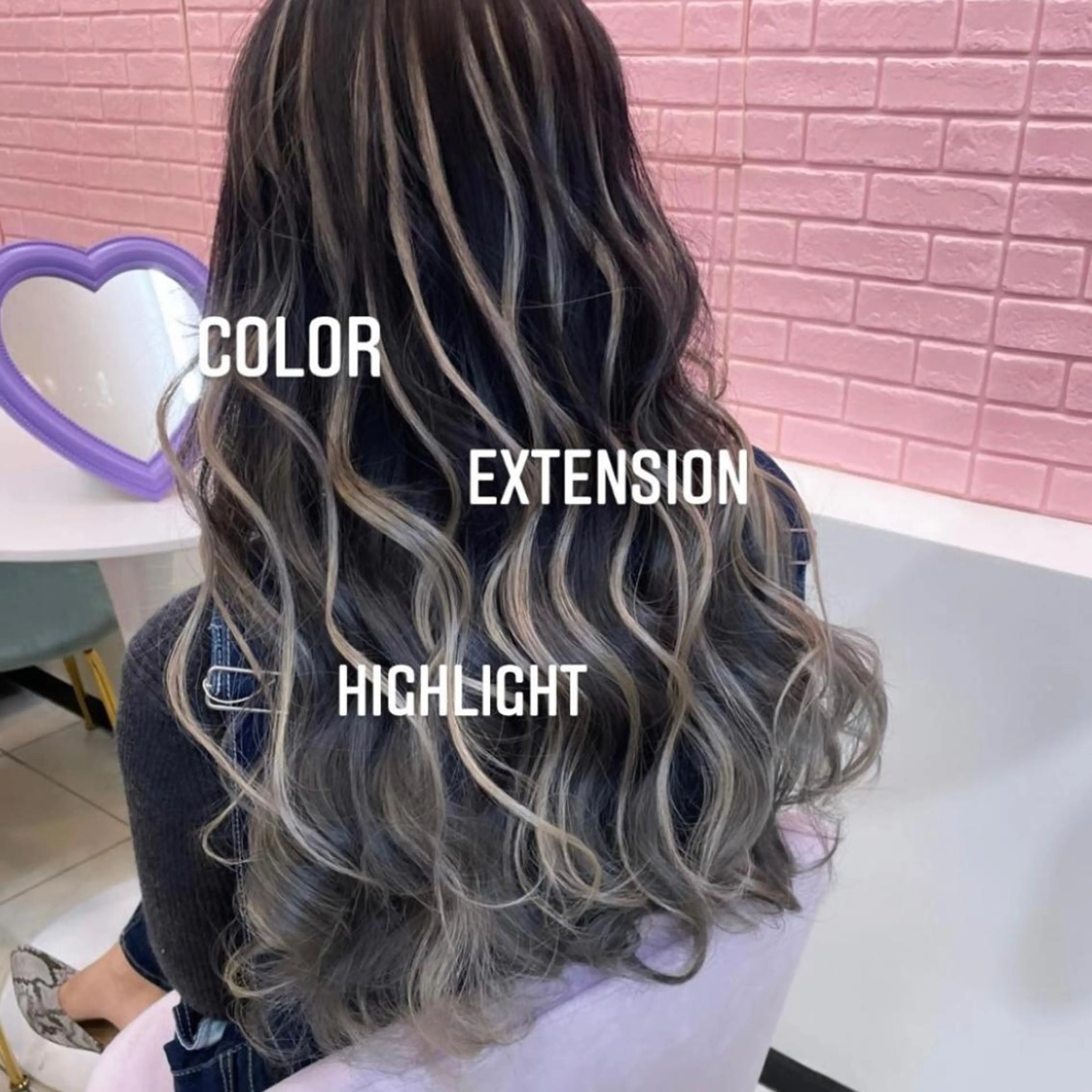 ロング カラー エクステ🩵ブリーチ 韓国ヘア🩵KAEのヘアスタイル