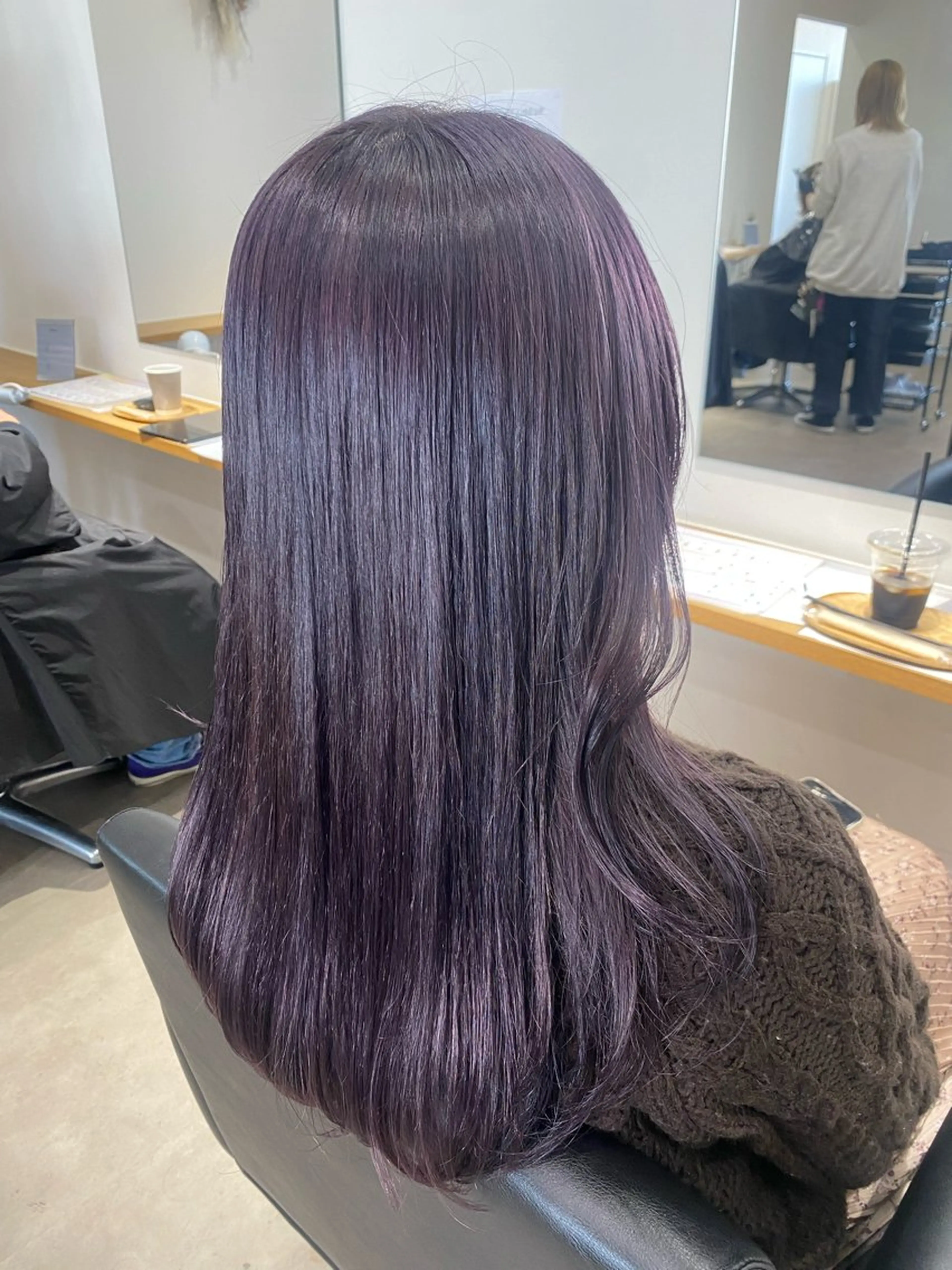 セミロング パープルカラー カット ヘアカラー 韓国風hair💕 Kanonのヘアスタイル