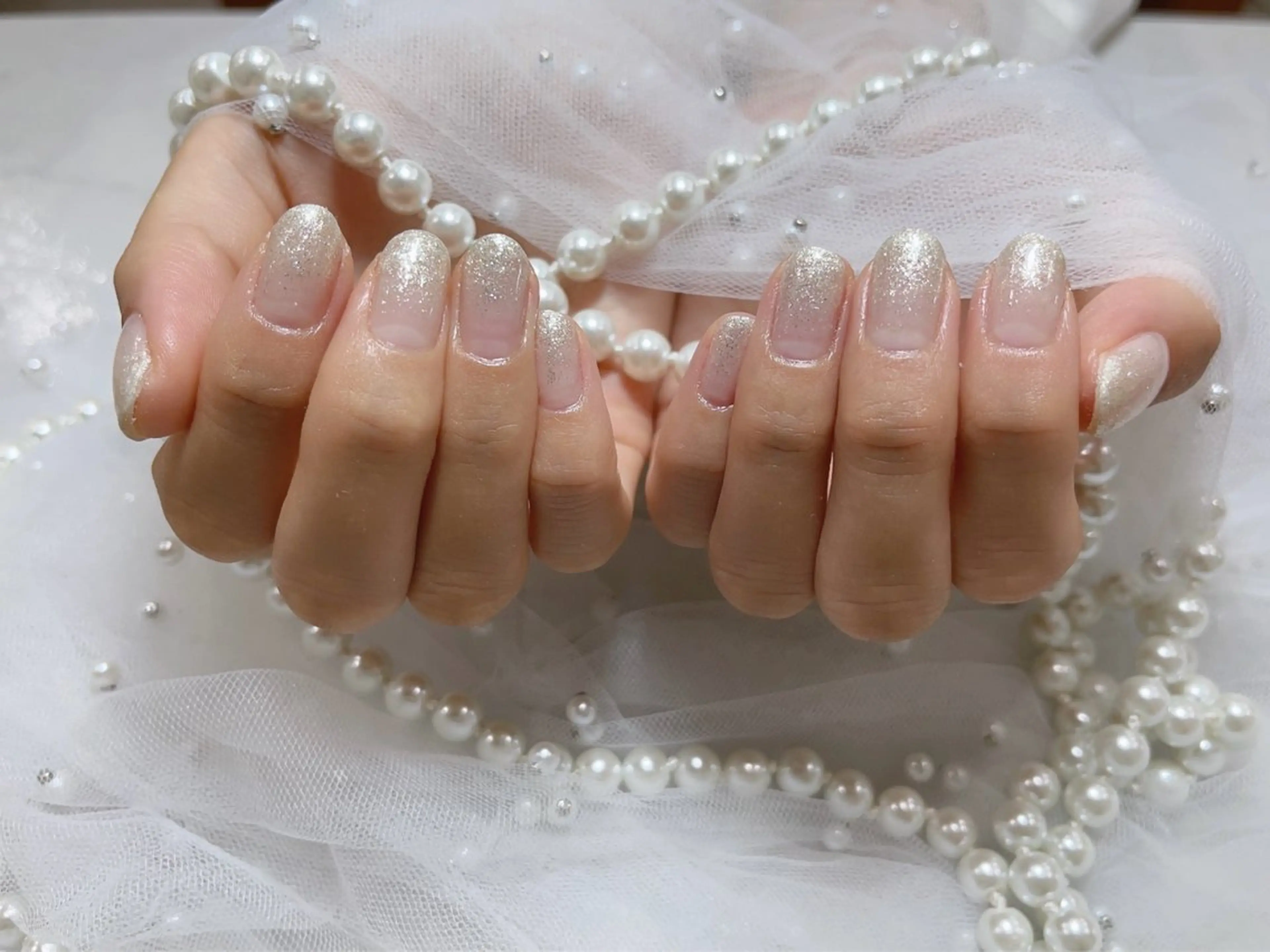 ネイル アートネイル フラッシュネイル フレンチネイル ガラスフレンチ グラデーション M2beauty Renaのネイルデザイン