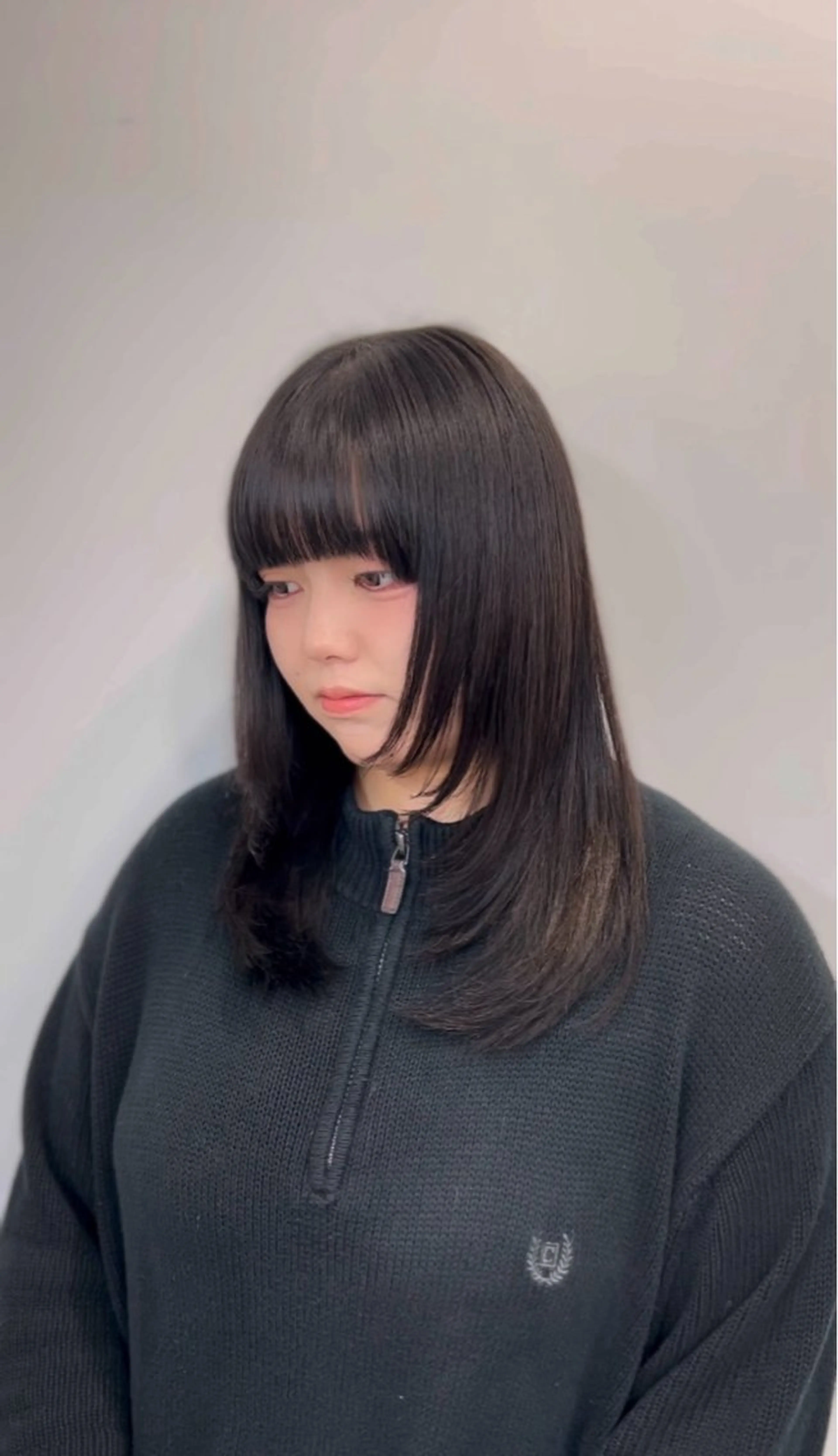 セミロング 似合わせカット ウルフカット 梅田l大人韓国ヘア レイヤー×艶カラーのヘアスタイル