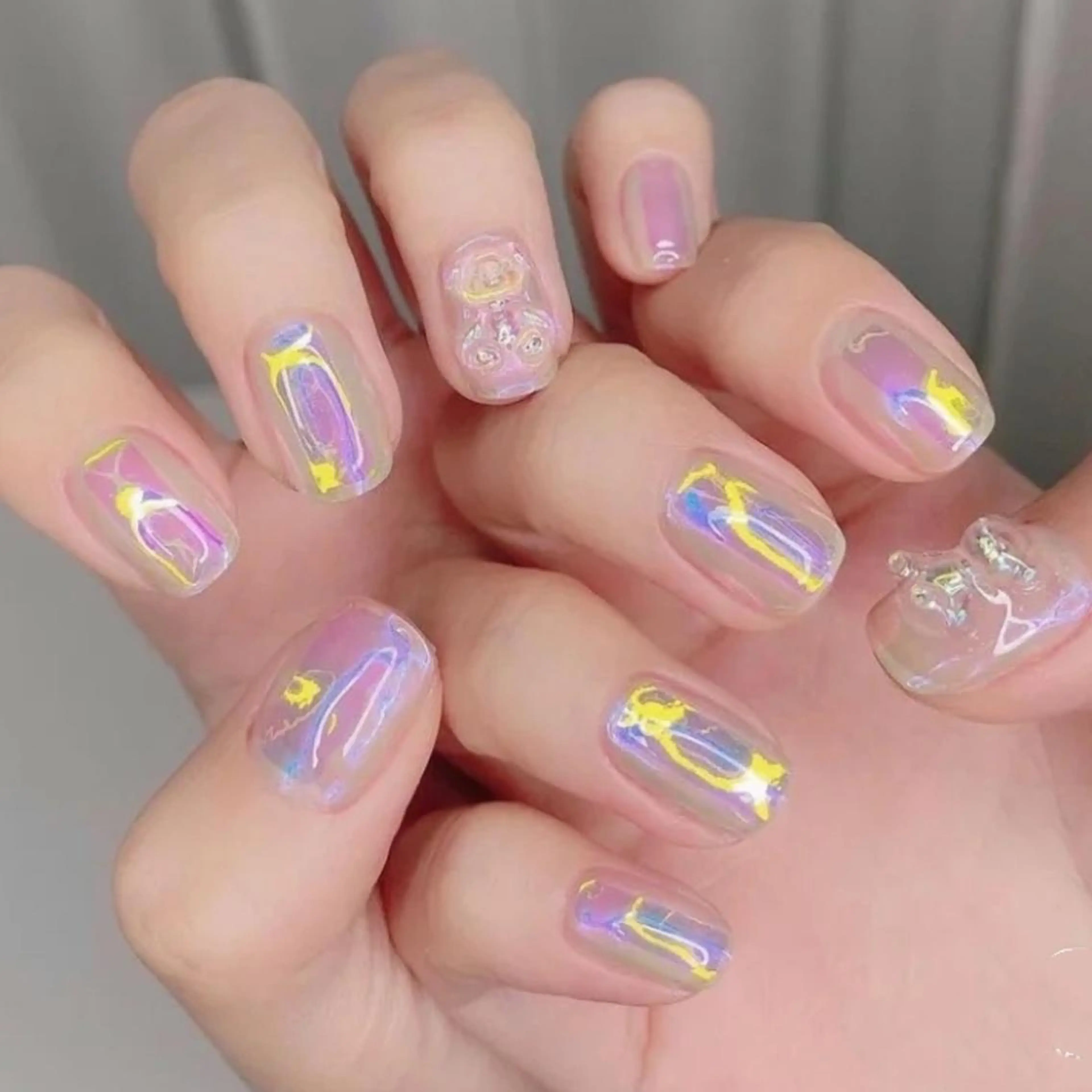 ショート ネイル フィルイン・深爪矯正 長さ出し🎀のネイルデザイン
