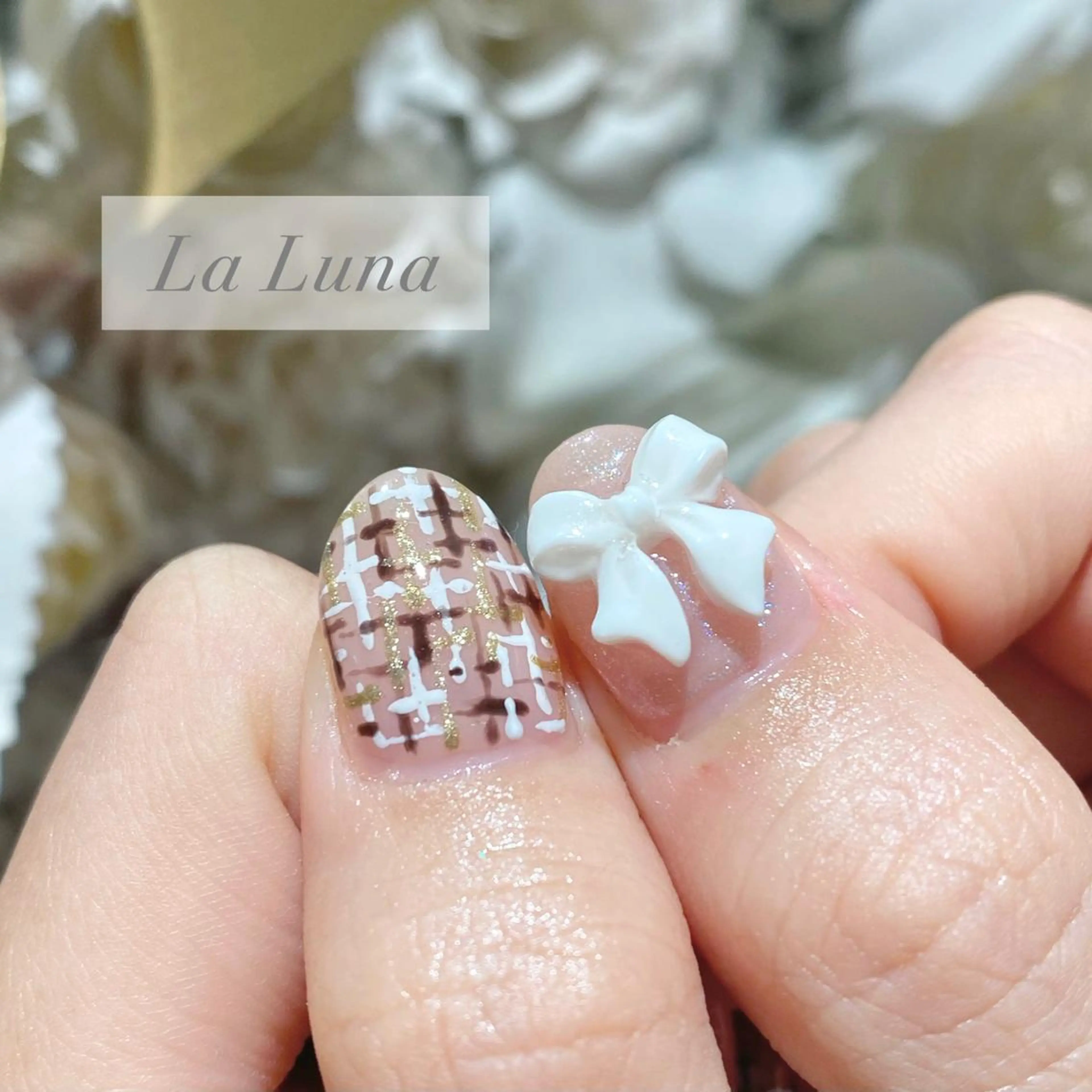 ネイル アートネイル リボン ＬａＬｕｎａ🌙 Natsukiのネイルデザイン