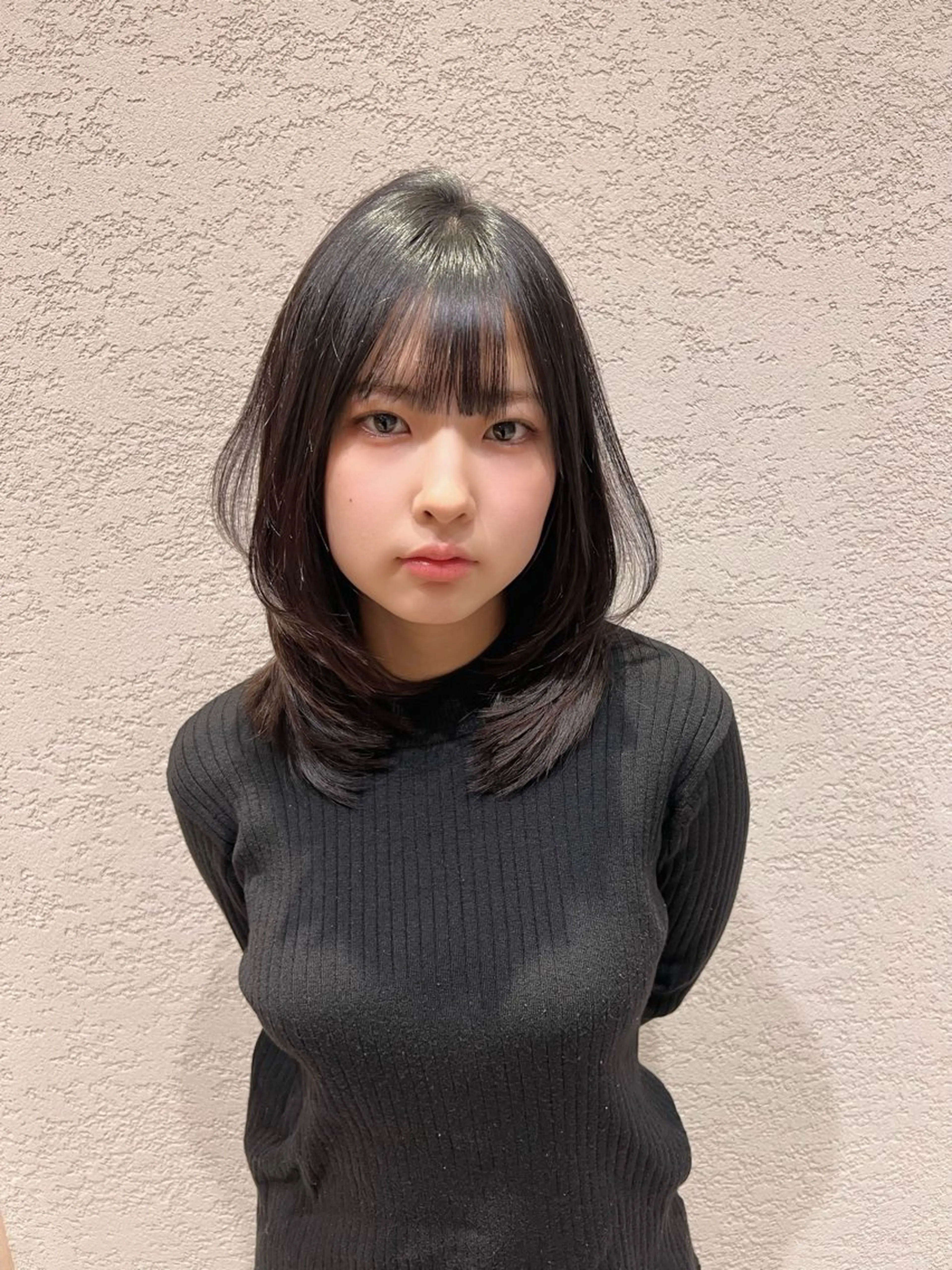 ミディアム カラー カット ヘアカラー トリートメント 興津/韓国レイヤー ダブルカラー美髪縮毛のヘアスタイル