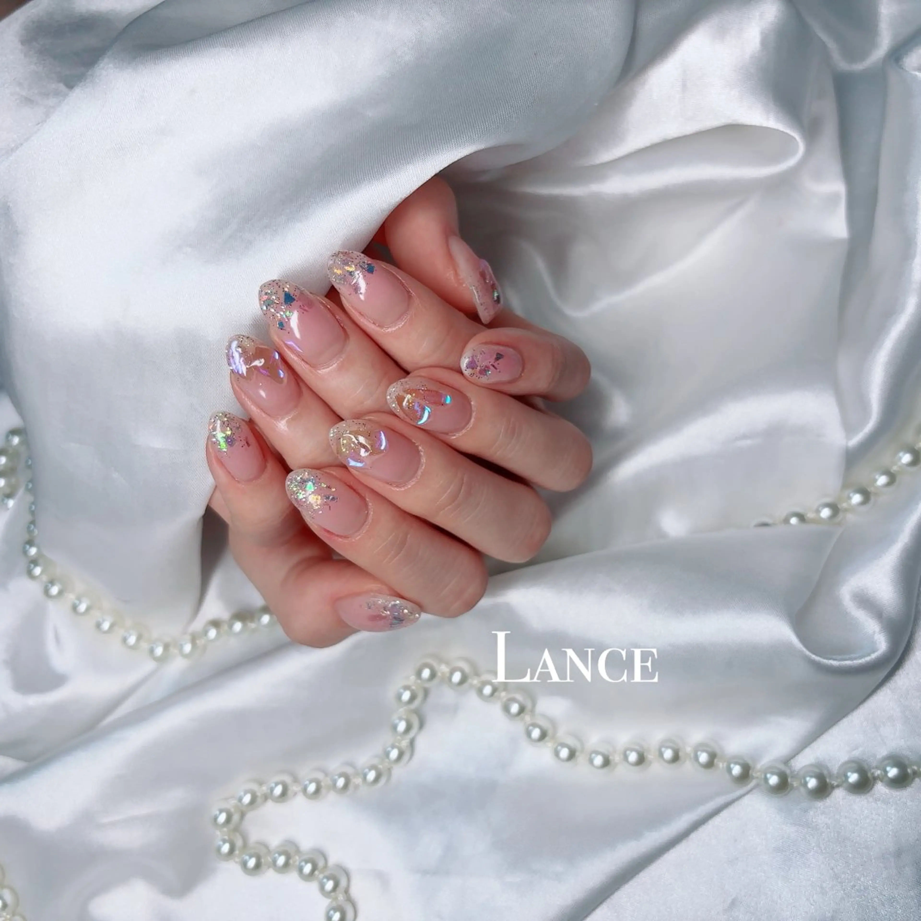 ネイル フレンチネイル キラキラネイル 韓国ネイル マグネットネイル マグネットフレンチ Lance nailのネイルデザイン