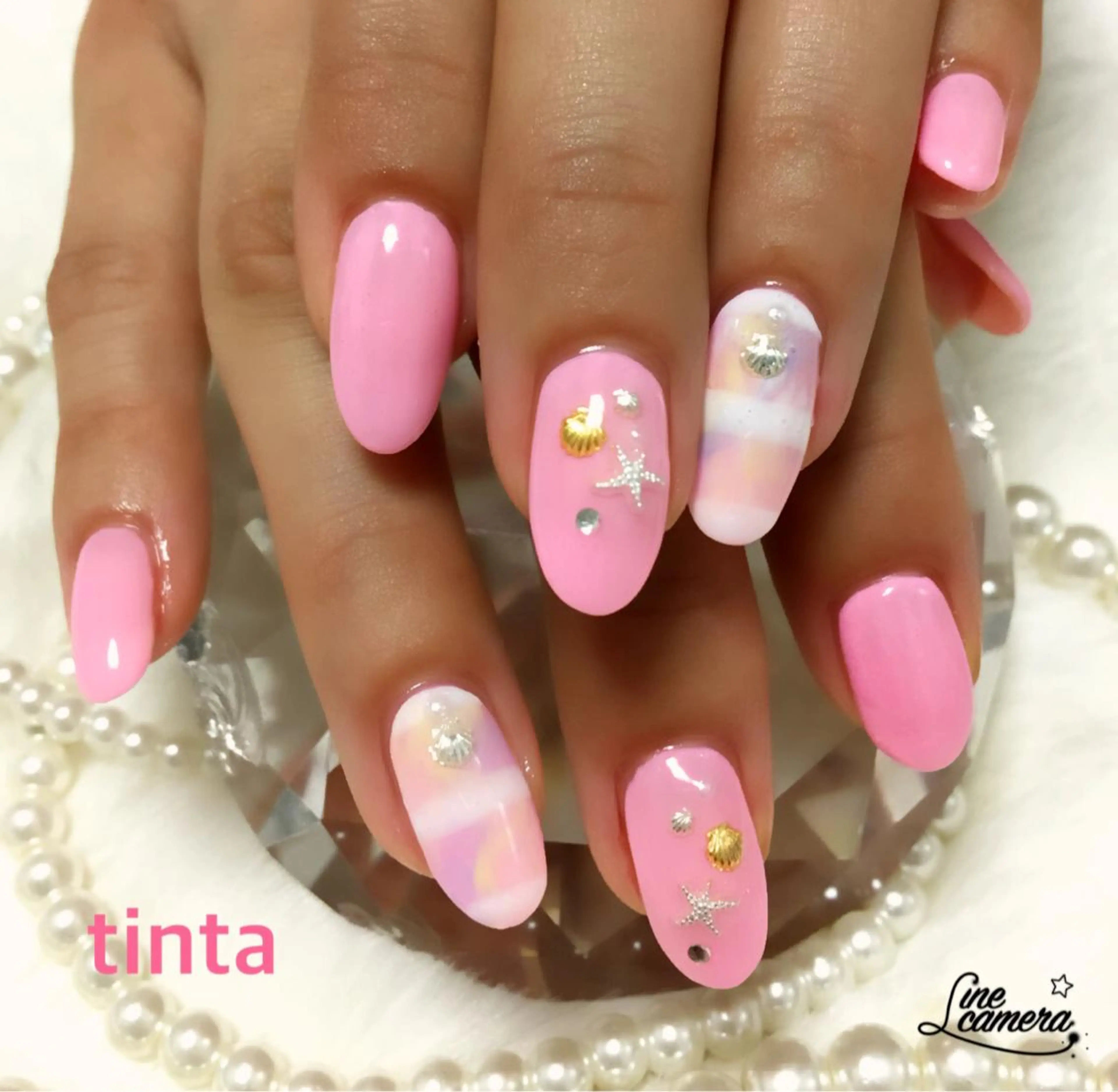 ネイル ピンク 夏ネイル ネイルサロン ティンタ所属・馬場 典子のネイルデザイン