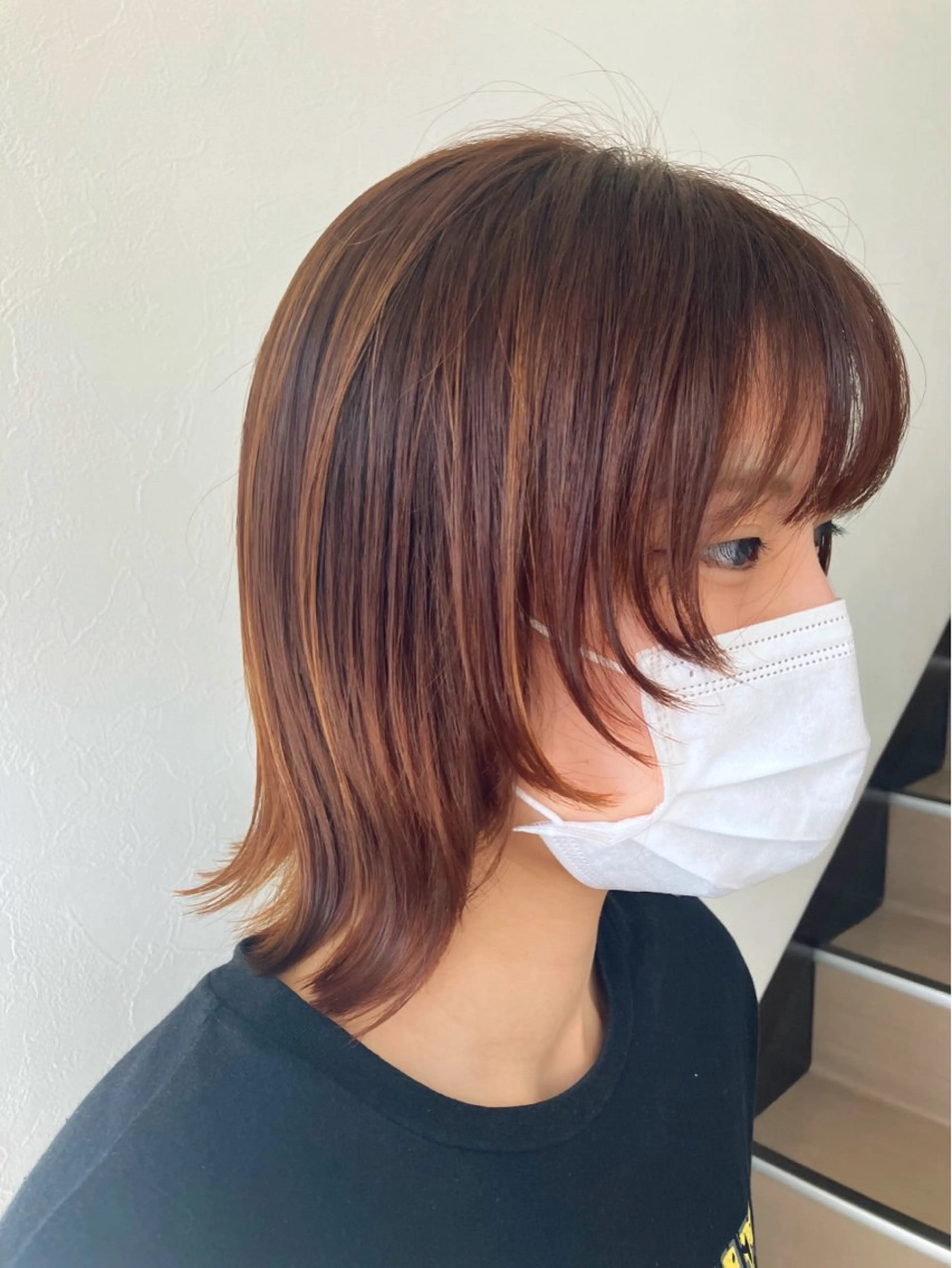 ミディアム 顔周りカット レイヤーカット 外ハネヘア 阿部 雲母のヘアスタイル