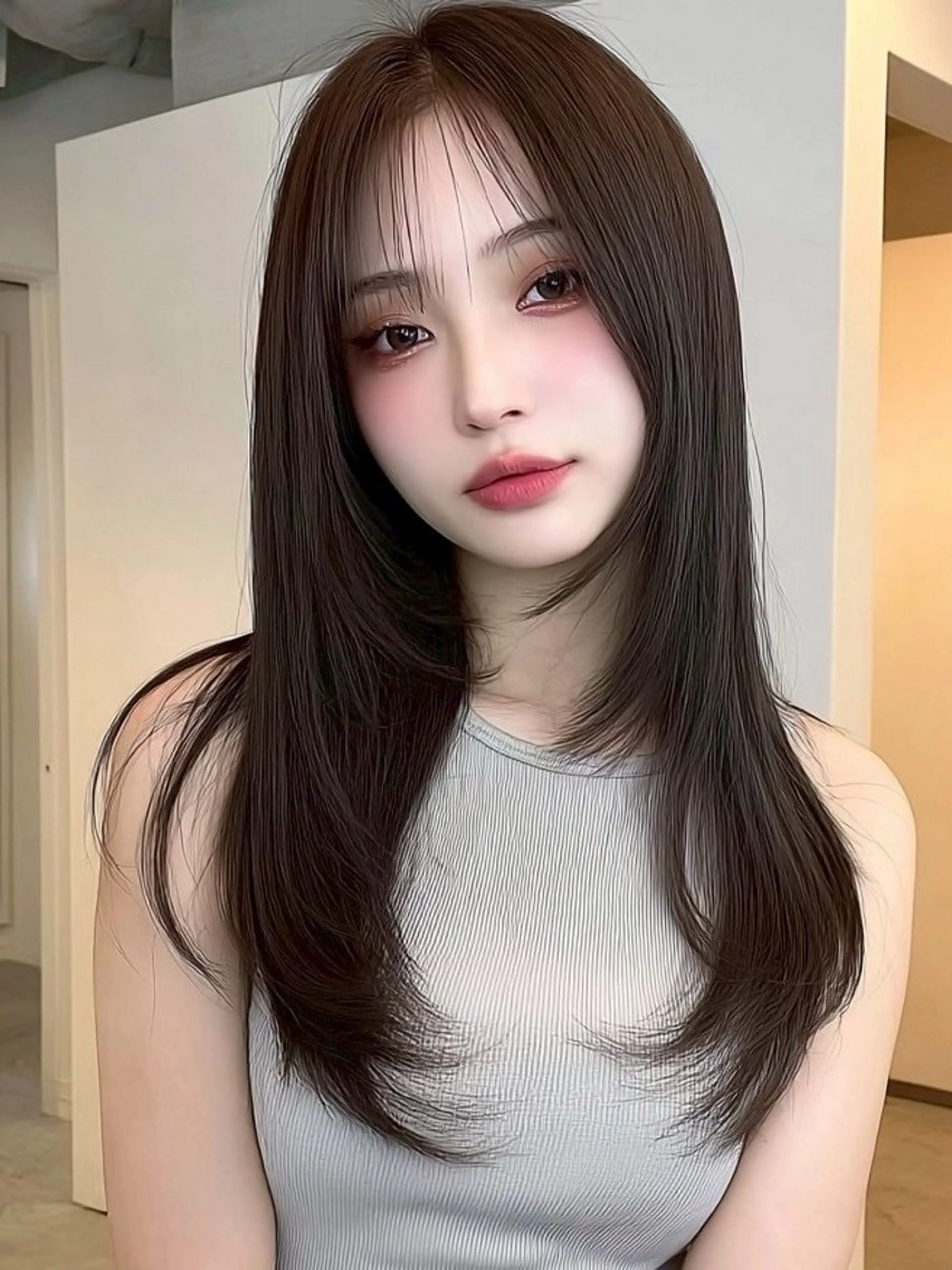 ロング カラー 鍋島 美華のヘアスタイル