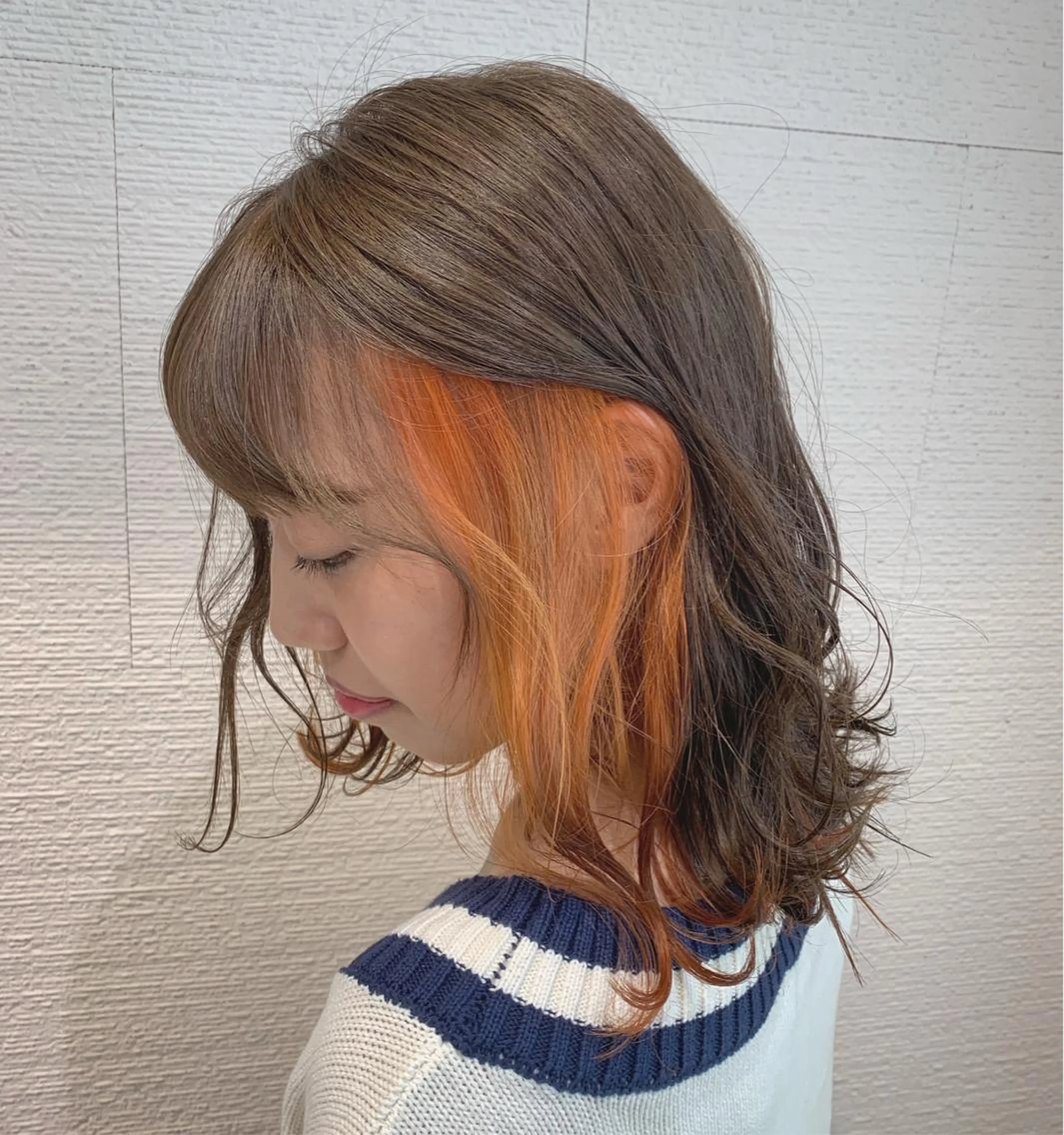 セミロング カラー ヘアアレンジ 白髪ぼかしハイライト 茗荷谷駅徒歩2分のヘアスタイル