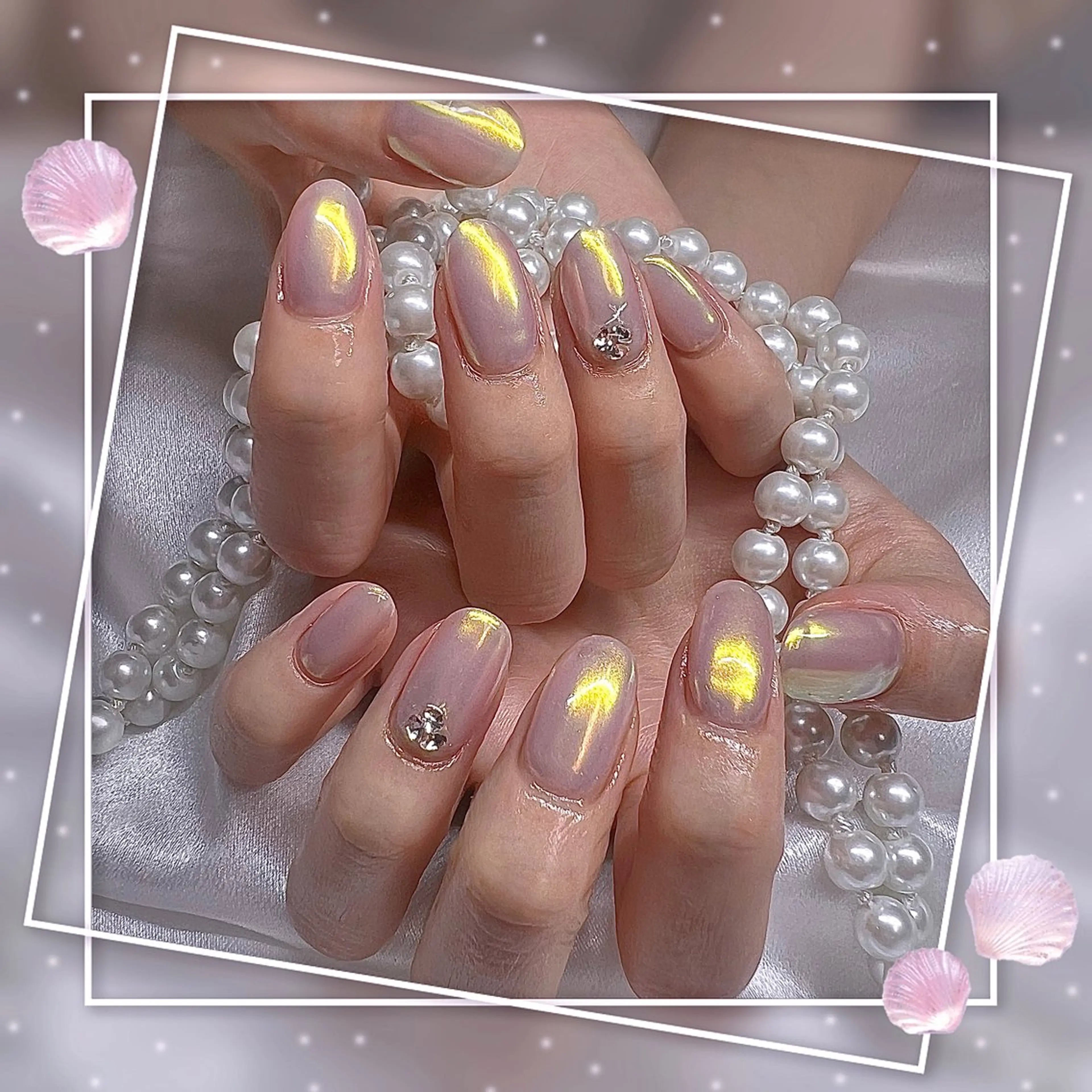 ネイル フレンチネイル グラデーション キラキラネイル 韓国ネイル マグネットネイル Chill Nailsalonのネイルデザイン